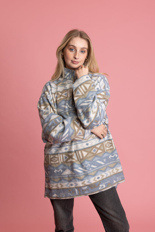 90's Pastel Aztec Fleece XL