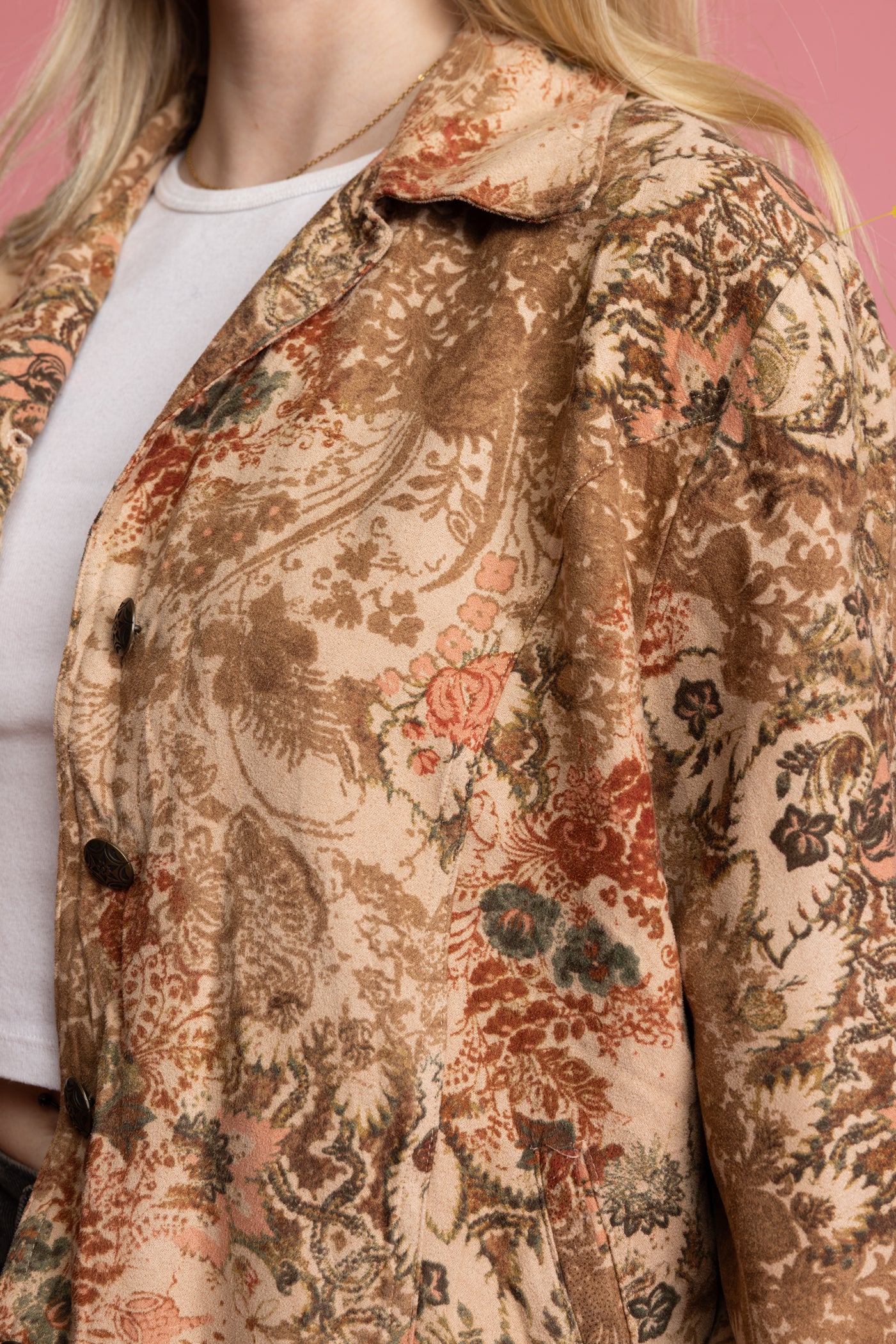 80's Suedette Floral Jacket L