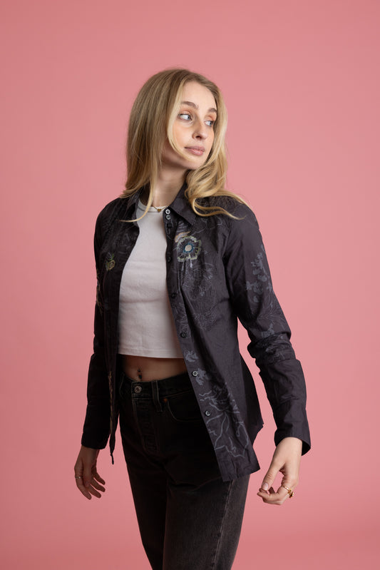 90's Slate Embroidered Shirt S