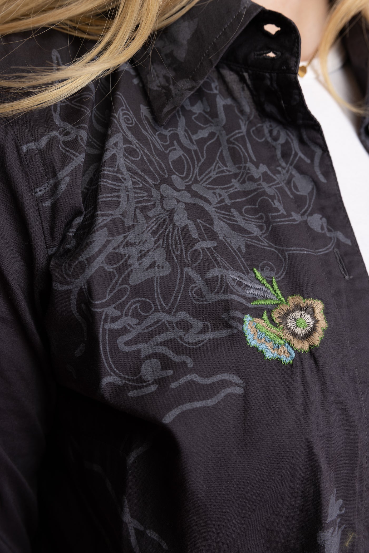 90's Slate Embroidered Shirt S