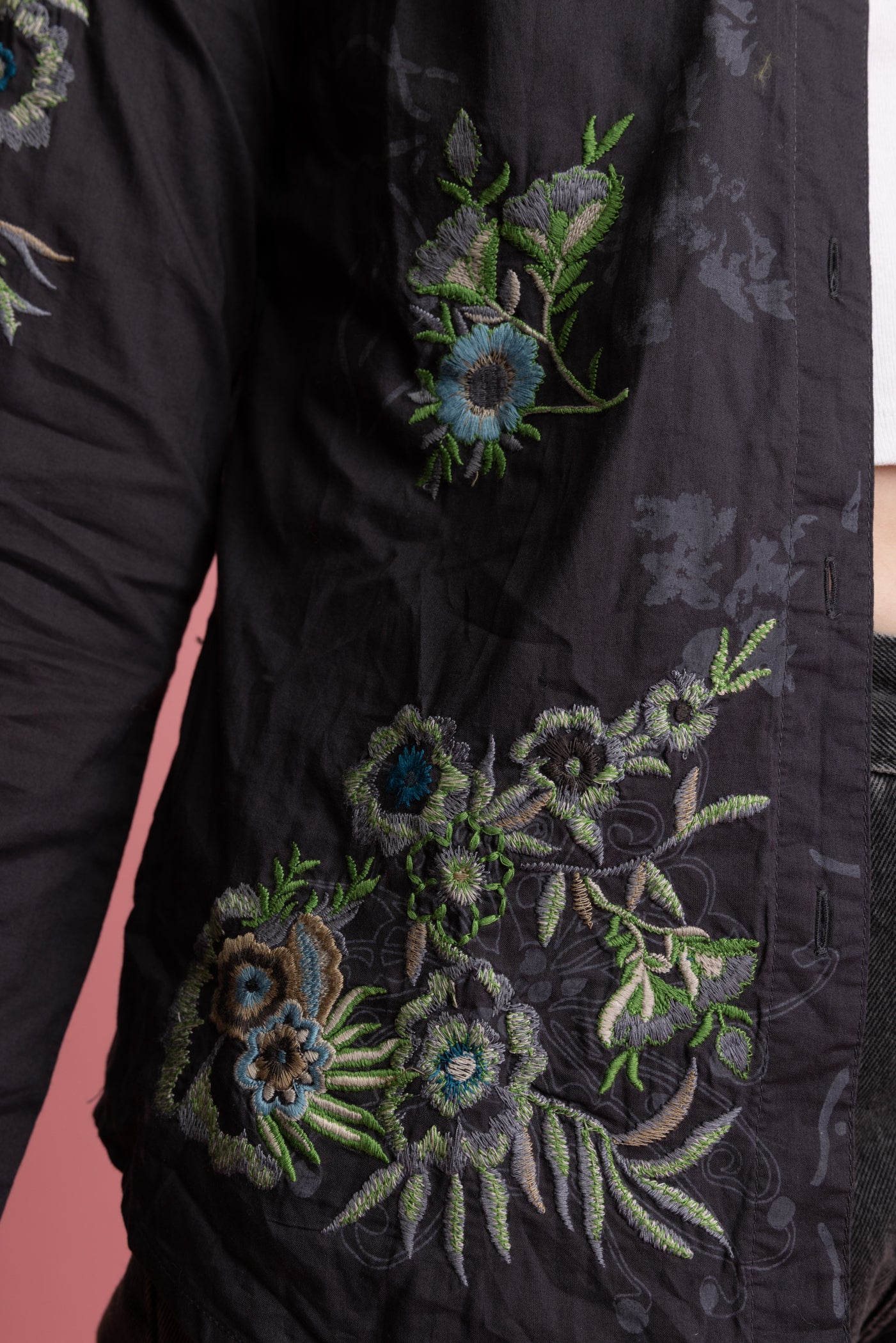 90's Slate Embroidered Shirt S