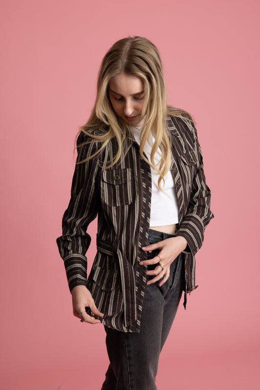 90's Striped Utility Jacket S/M