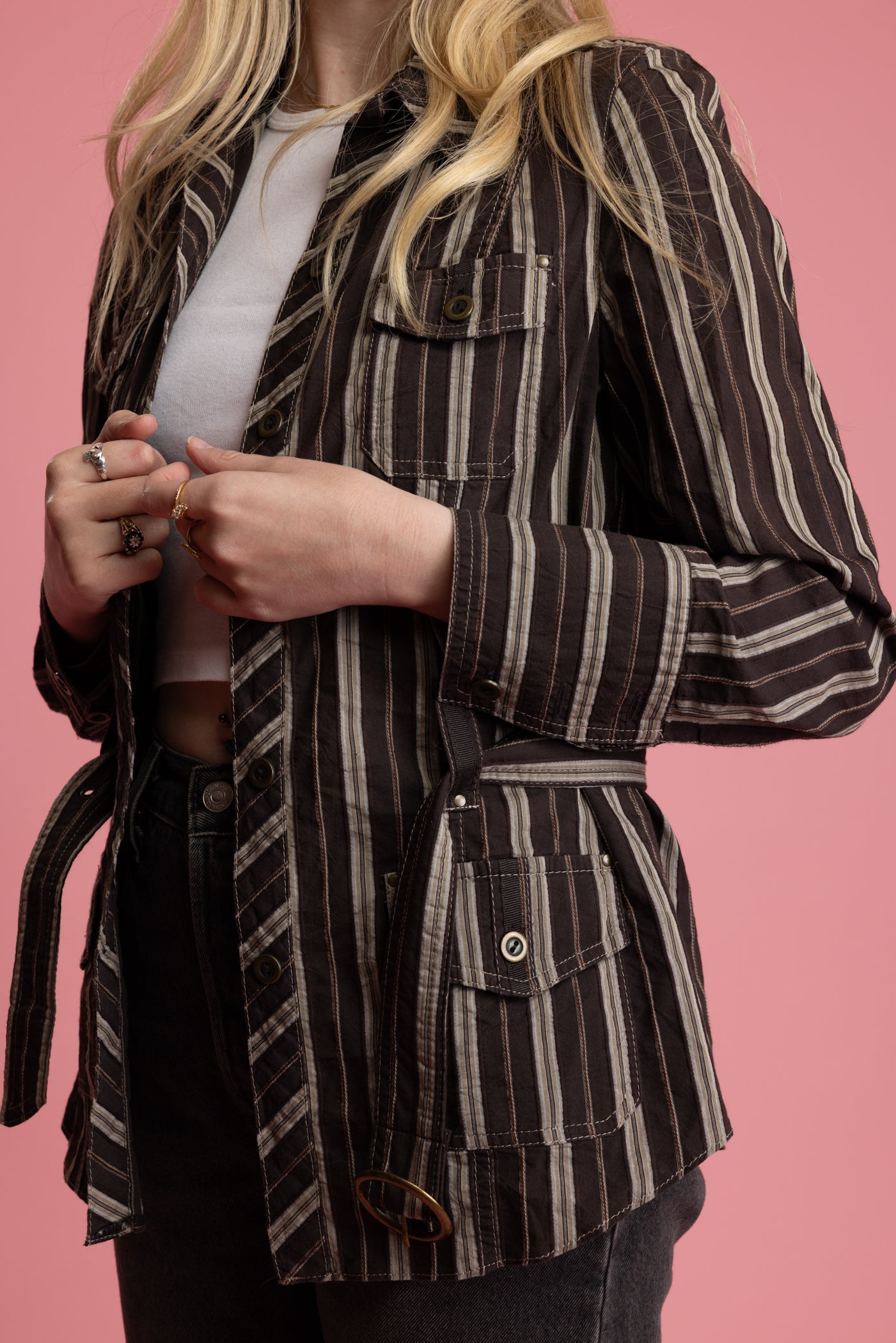 90's Striped Utility Jacket S/M
