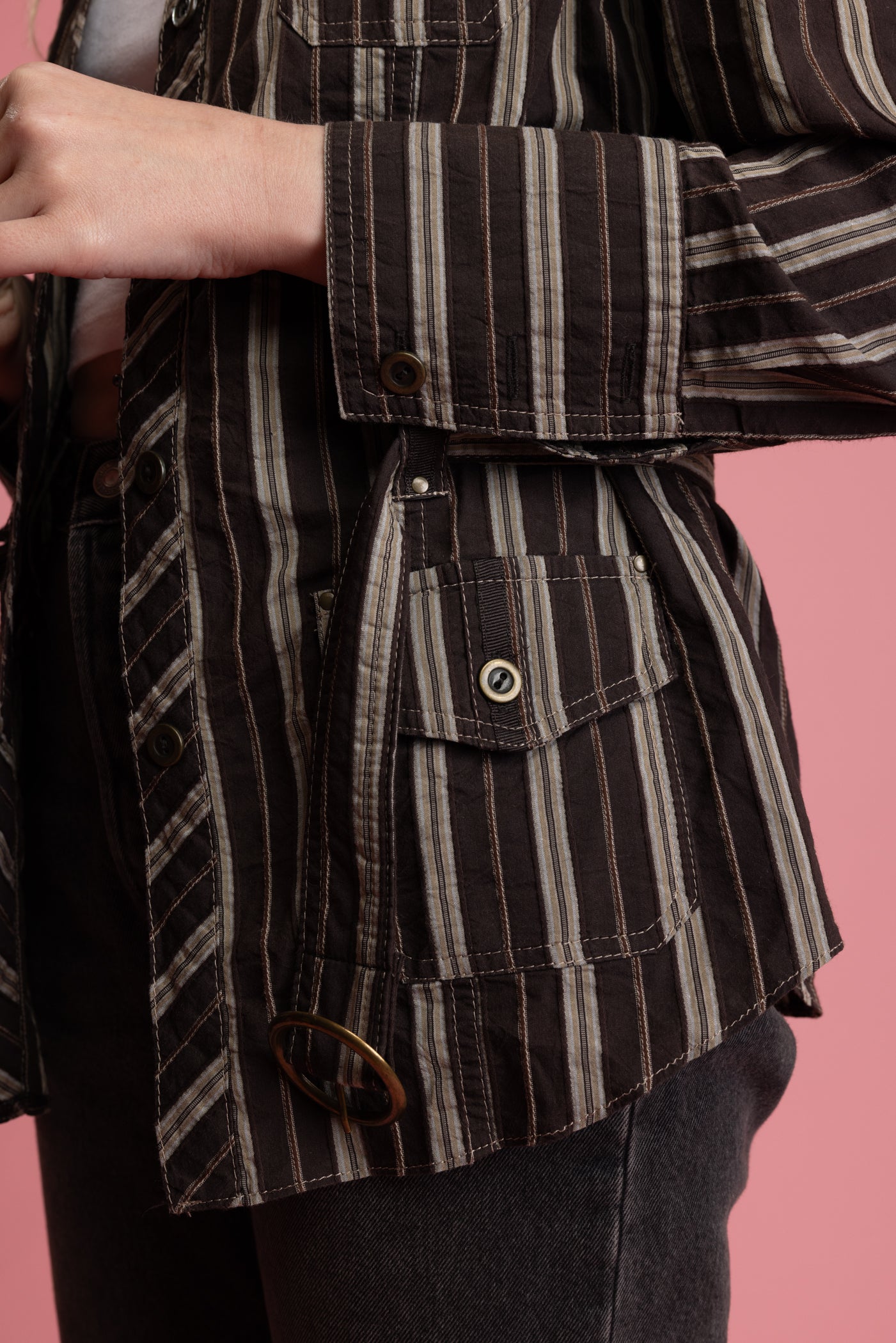 90's Striped Utility Jacket S/M