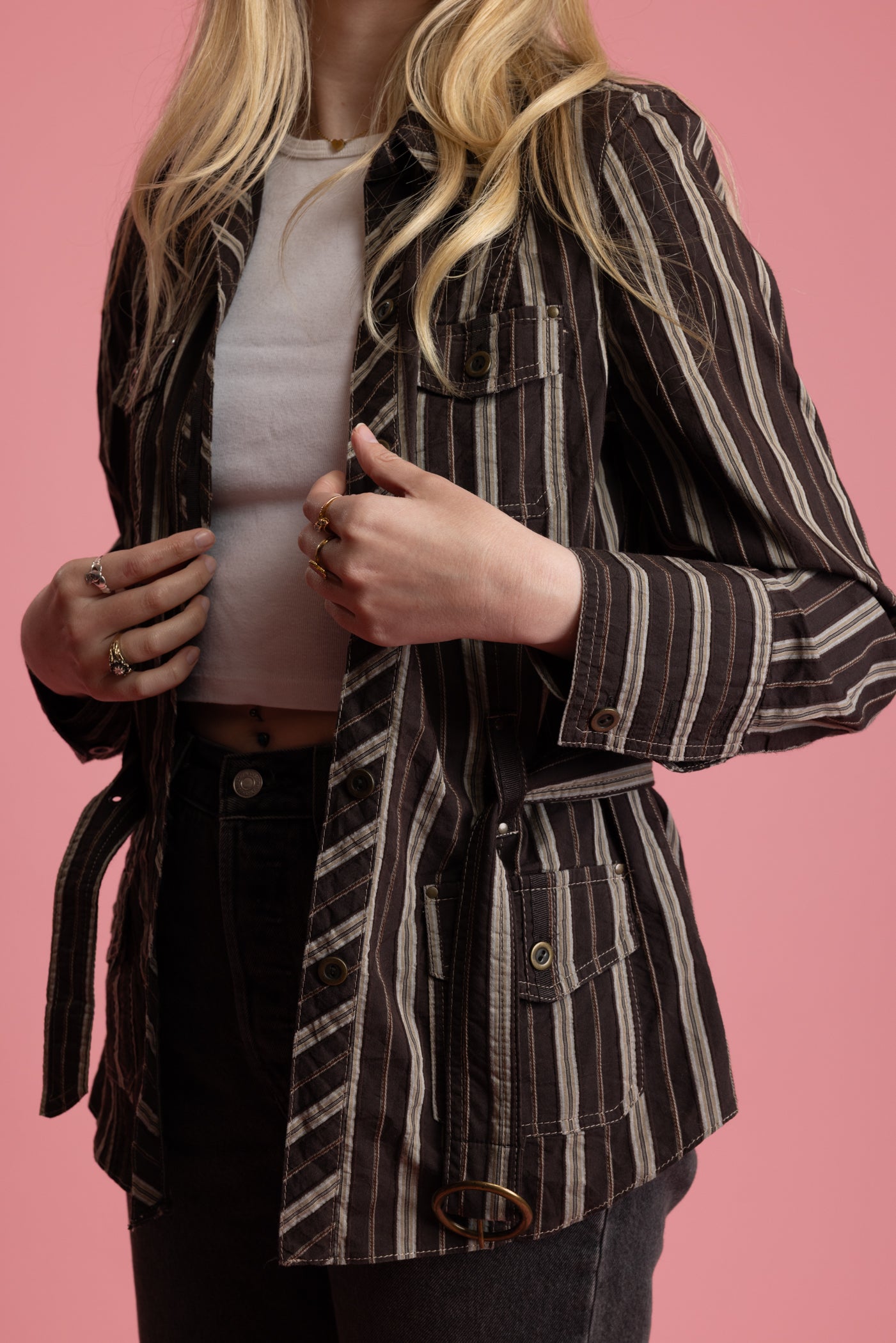 90's Striped Utility Jacket S/M