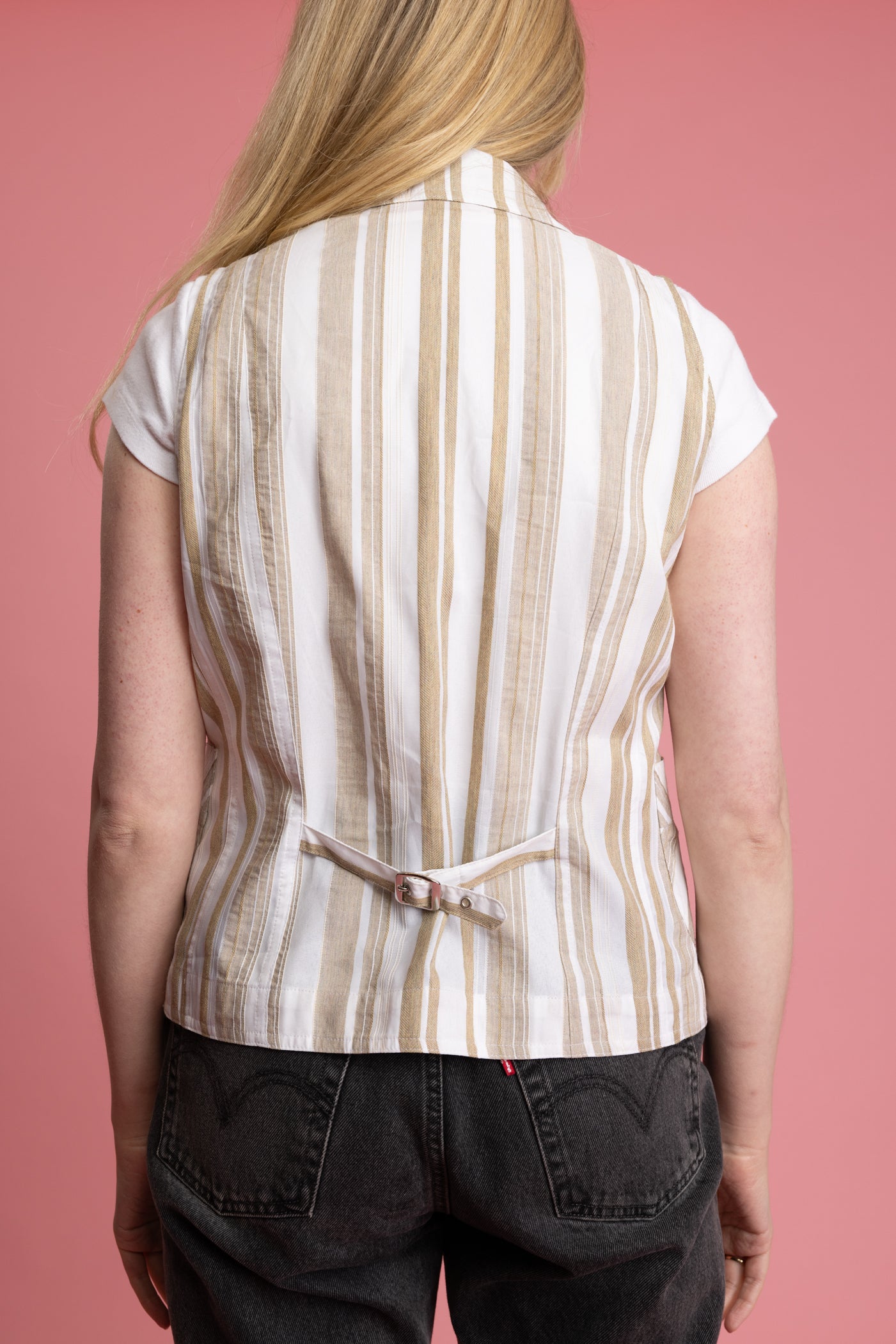 70's Striped Revere Collared Waistcoat S/M
