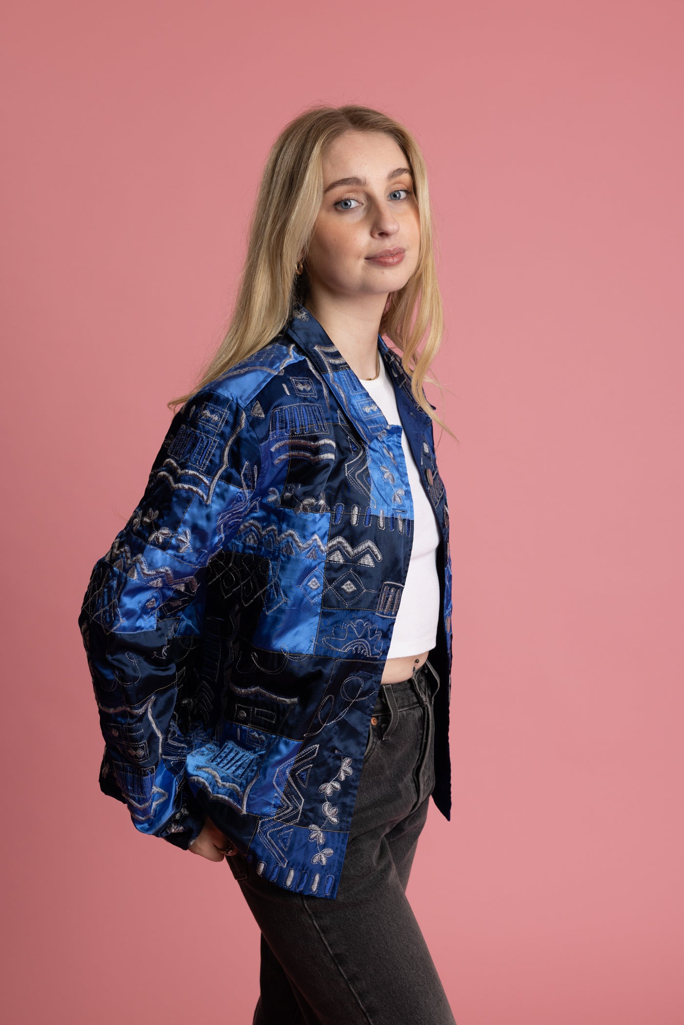80's Silk Patchwork Jacket M/L
