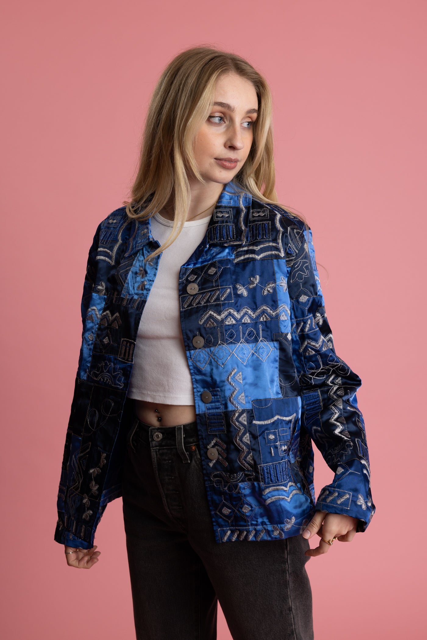 80's Silk Patchwork Jacket M/L