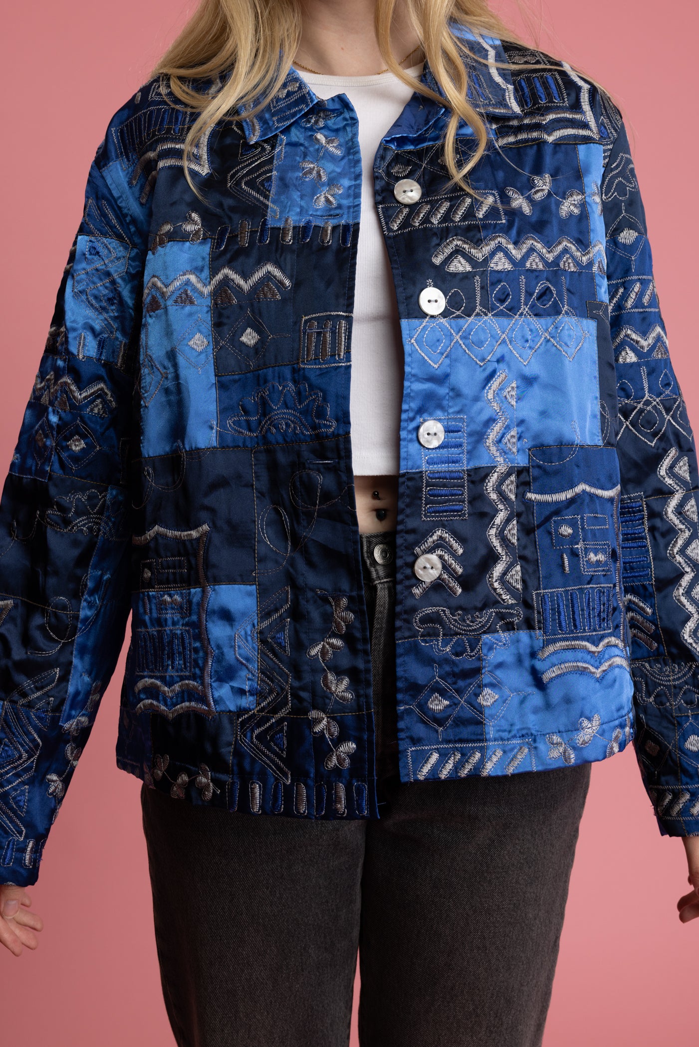 80's Silk Patchwork Jacket M/L