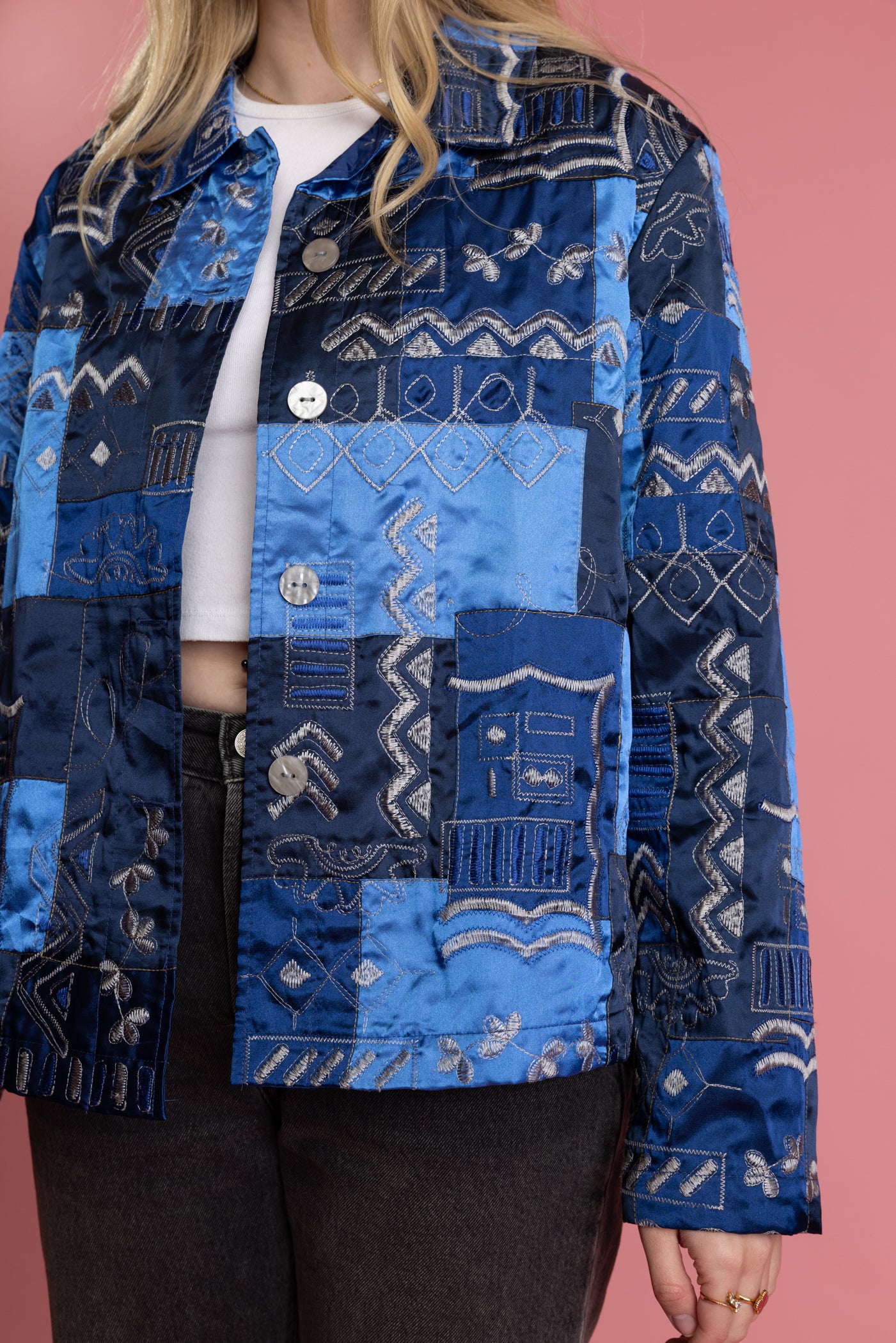 80's Silk Patchwork Jacket M/L
