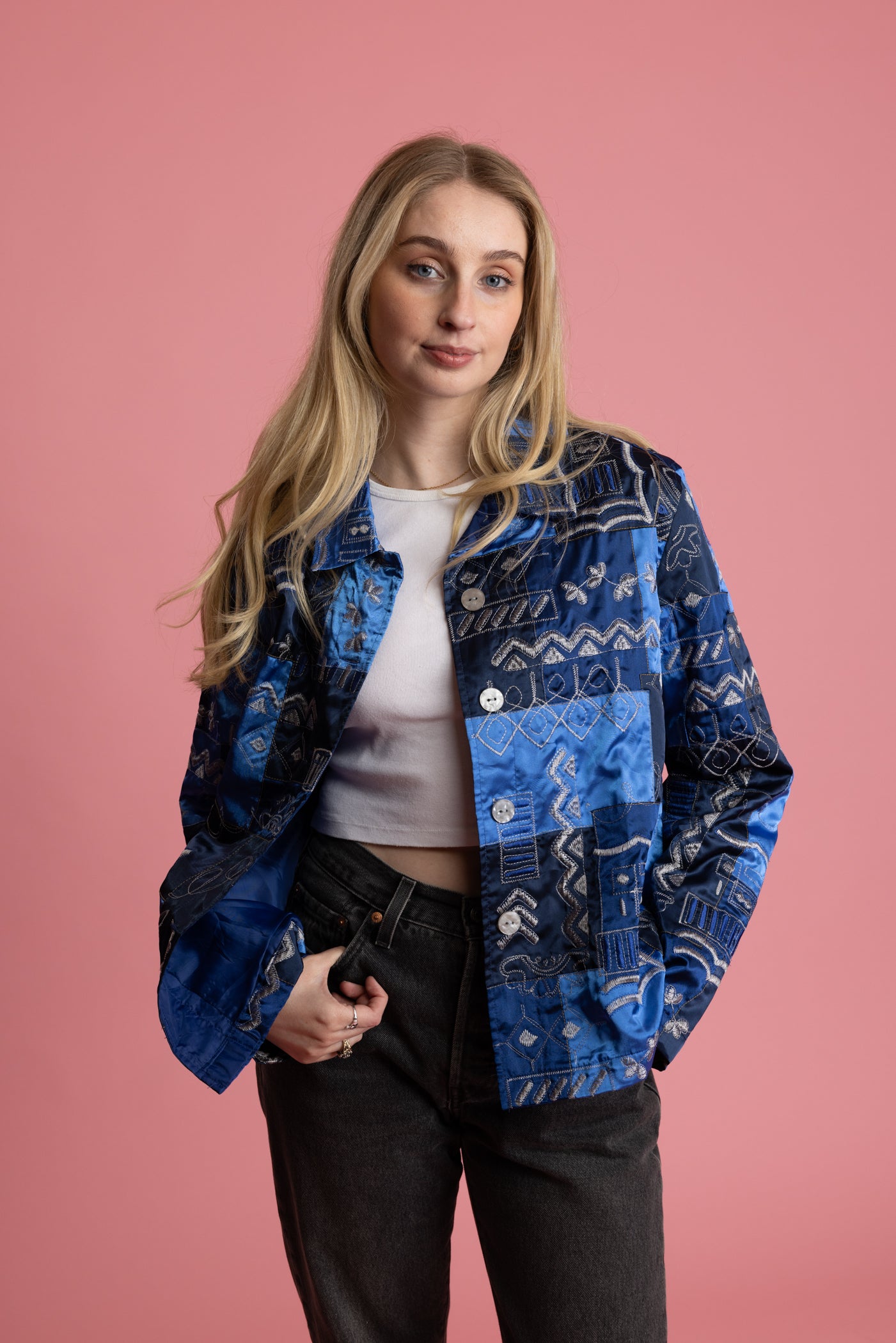 80's Silk Patchwork Jacket M/L