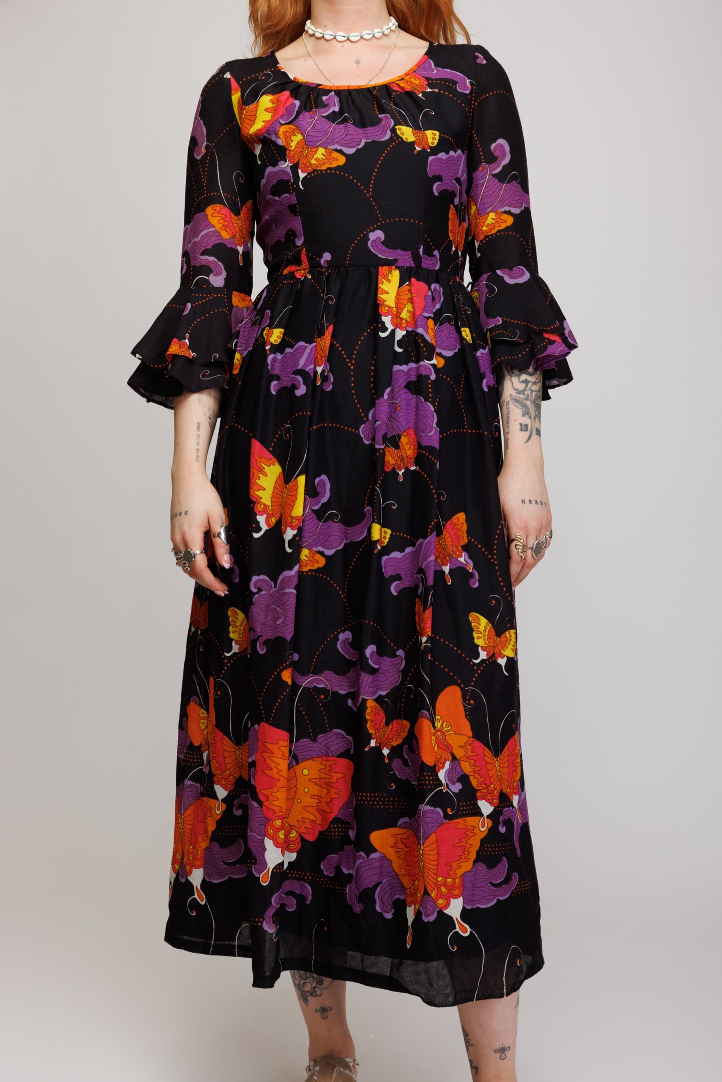 1970's Floral Butterfly Maxi S
