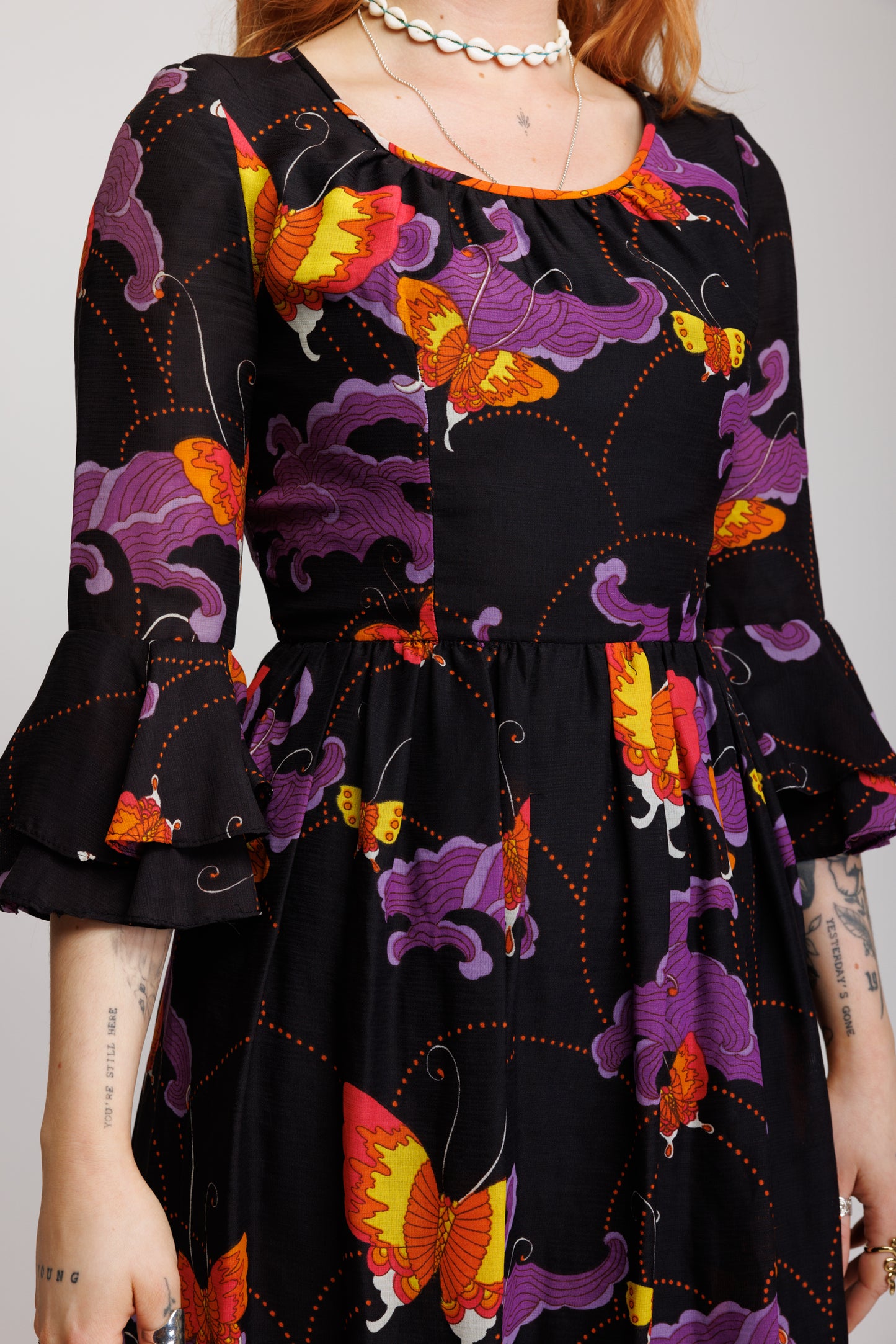 1970's Floral Butterfly Maxi S