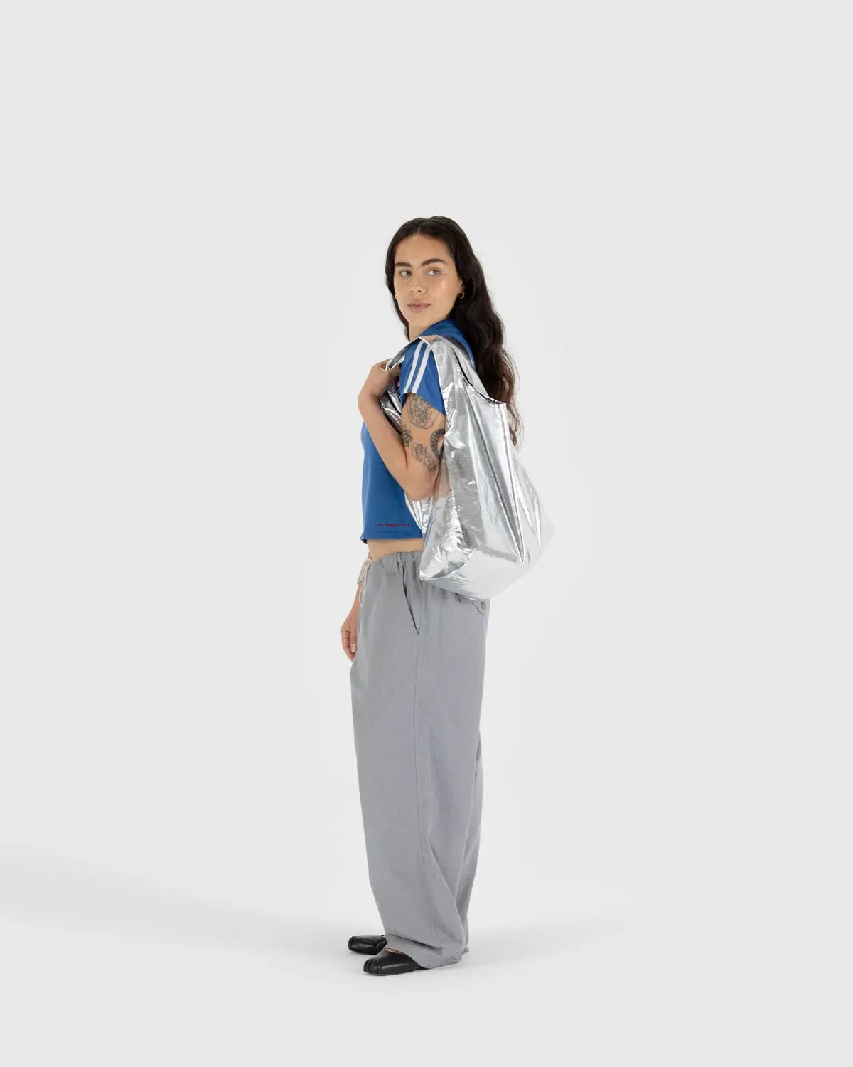 Baggu Standard Shopper in Silver Metallic
