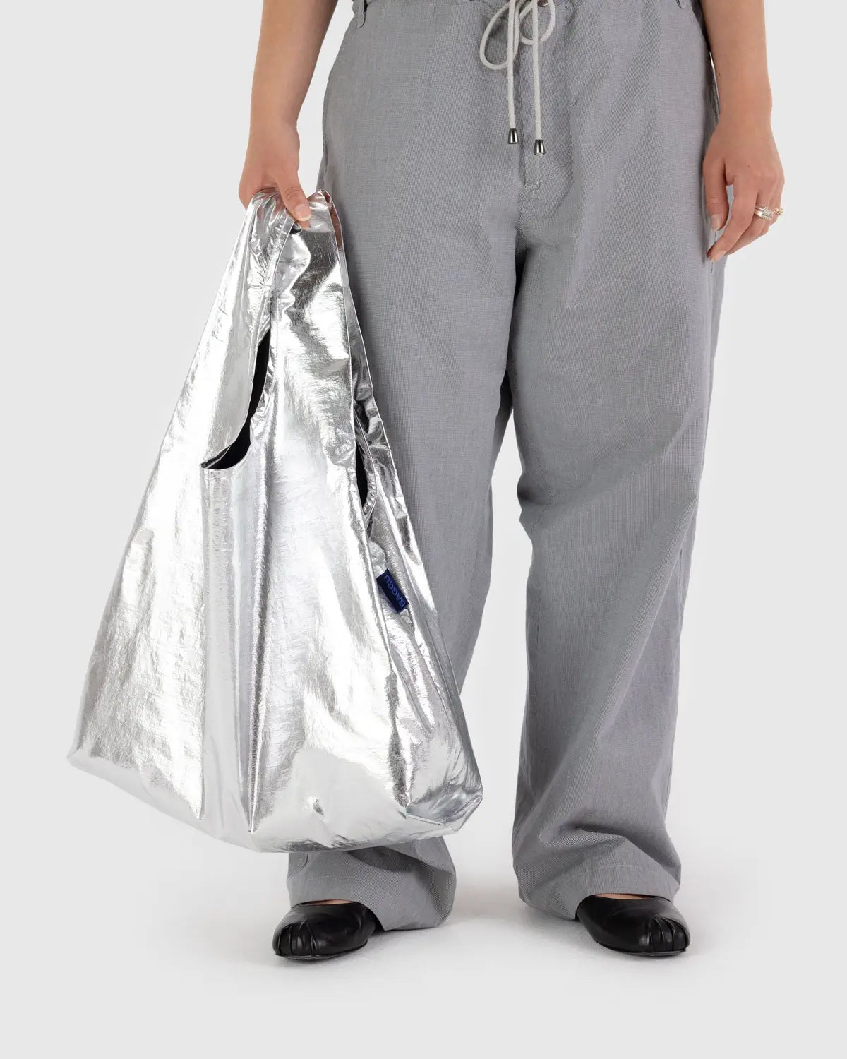 Baggu Standard Shopper in Silver Metallic