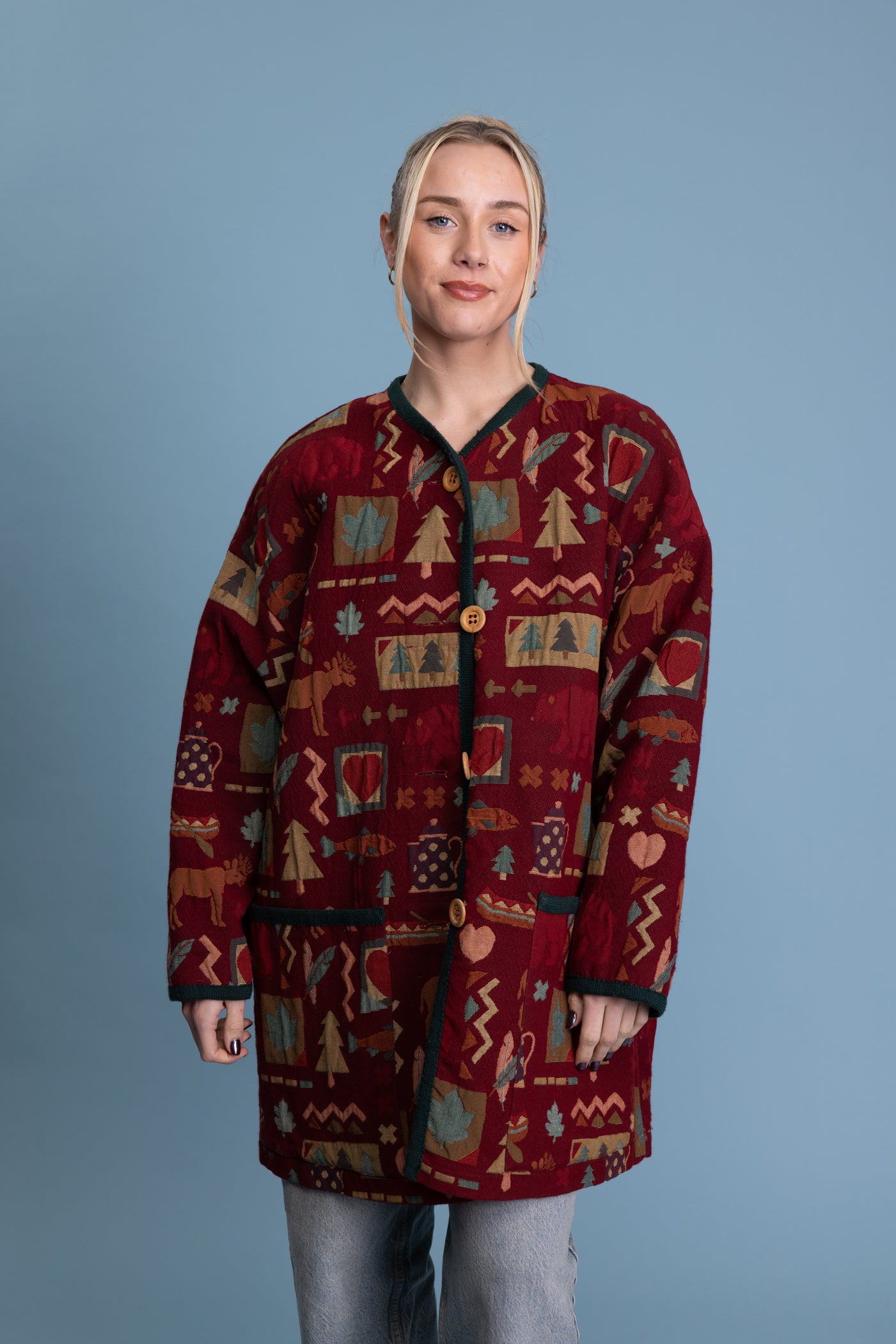 80's Textured Tapestry Forest Jacket L/XL