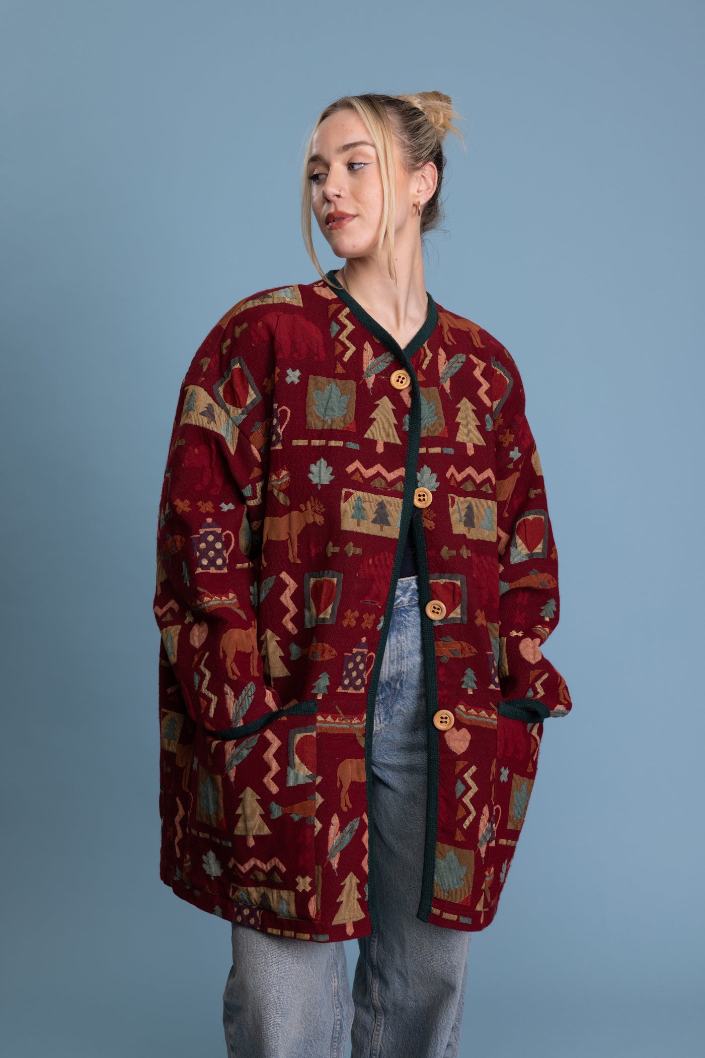 80's Textured Tapestry Forest Jacket L/XL
