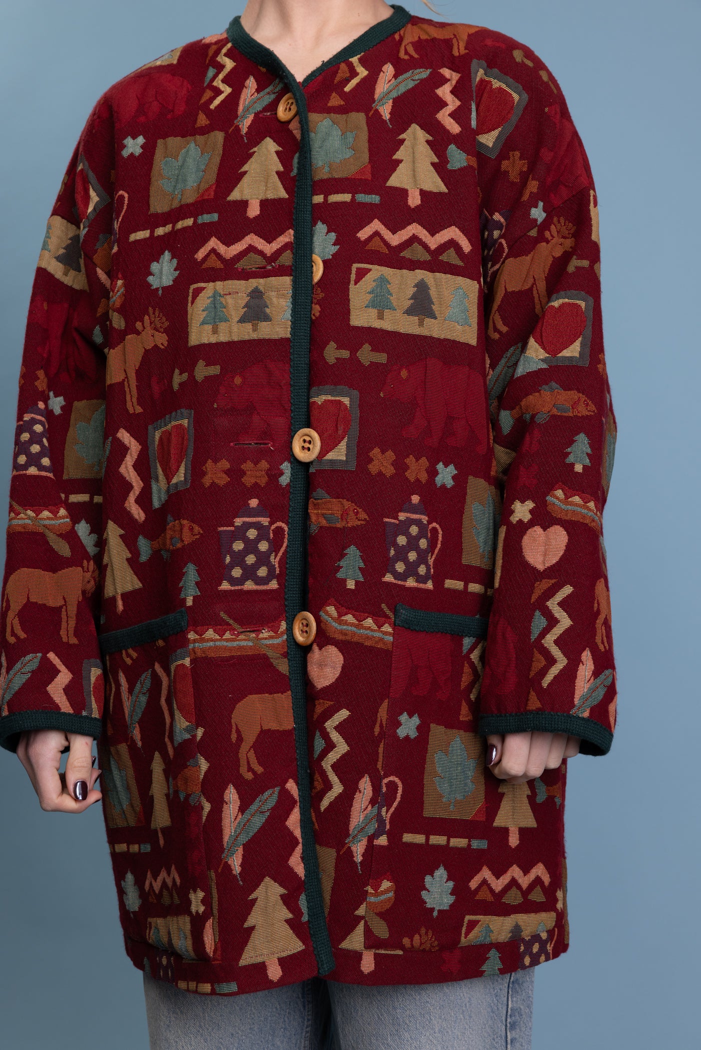 80's Textured Tapestry Forest Jacket L/XL