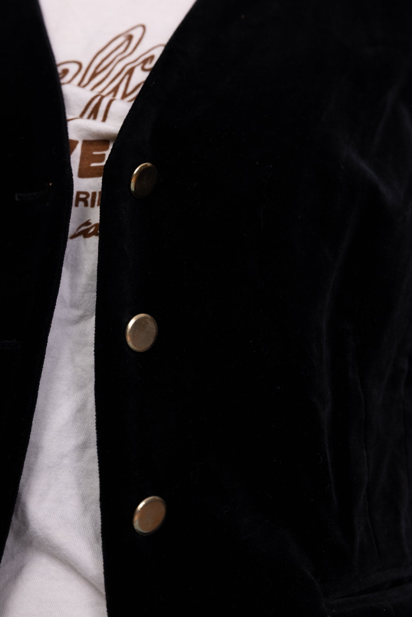 70's Black Suede Waistcoat M