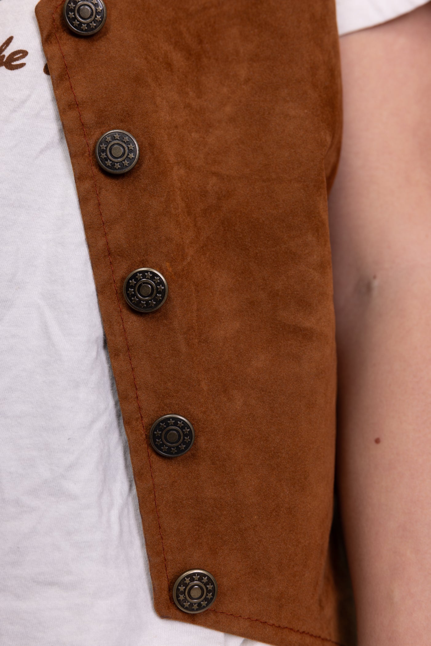 70's Brown Suedette Waistcoat S
