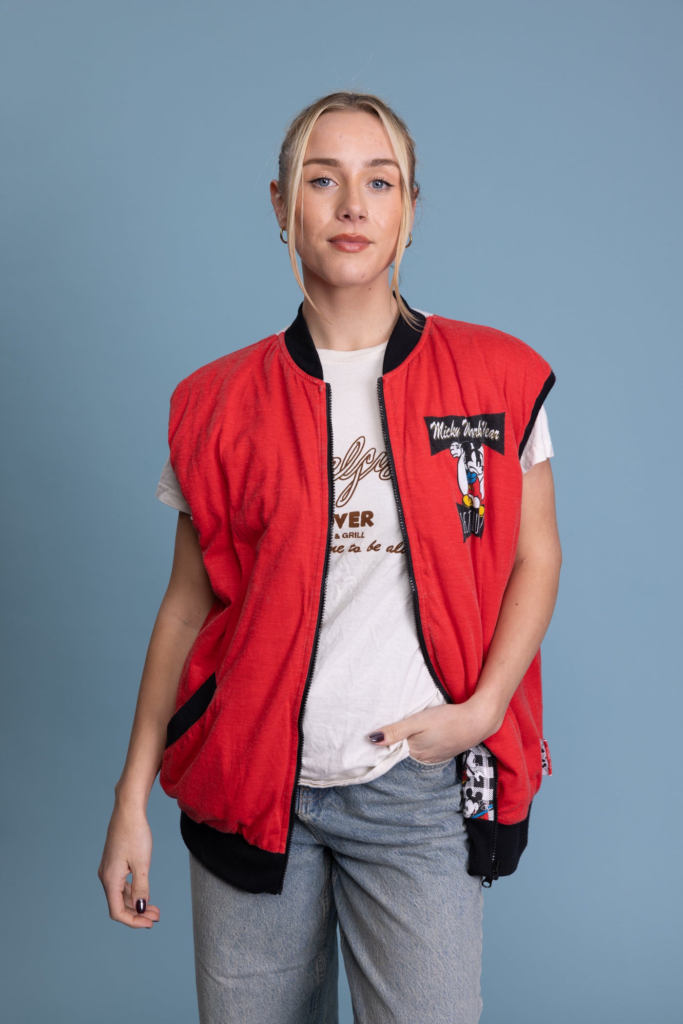 80's Mickey Mouse Workwear Reversible  Gilet L