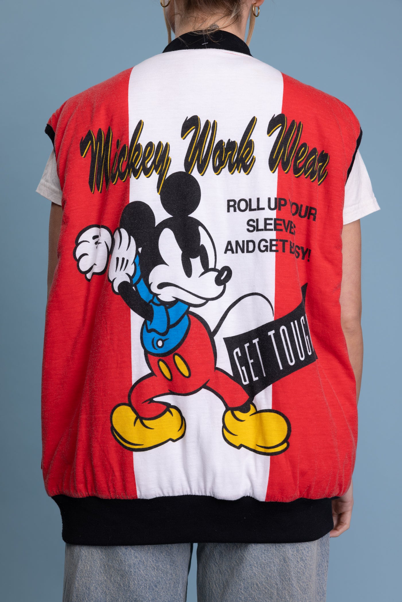 80's Mickey Mouse Workwear Reversible  Gilet L