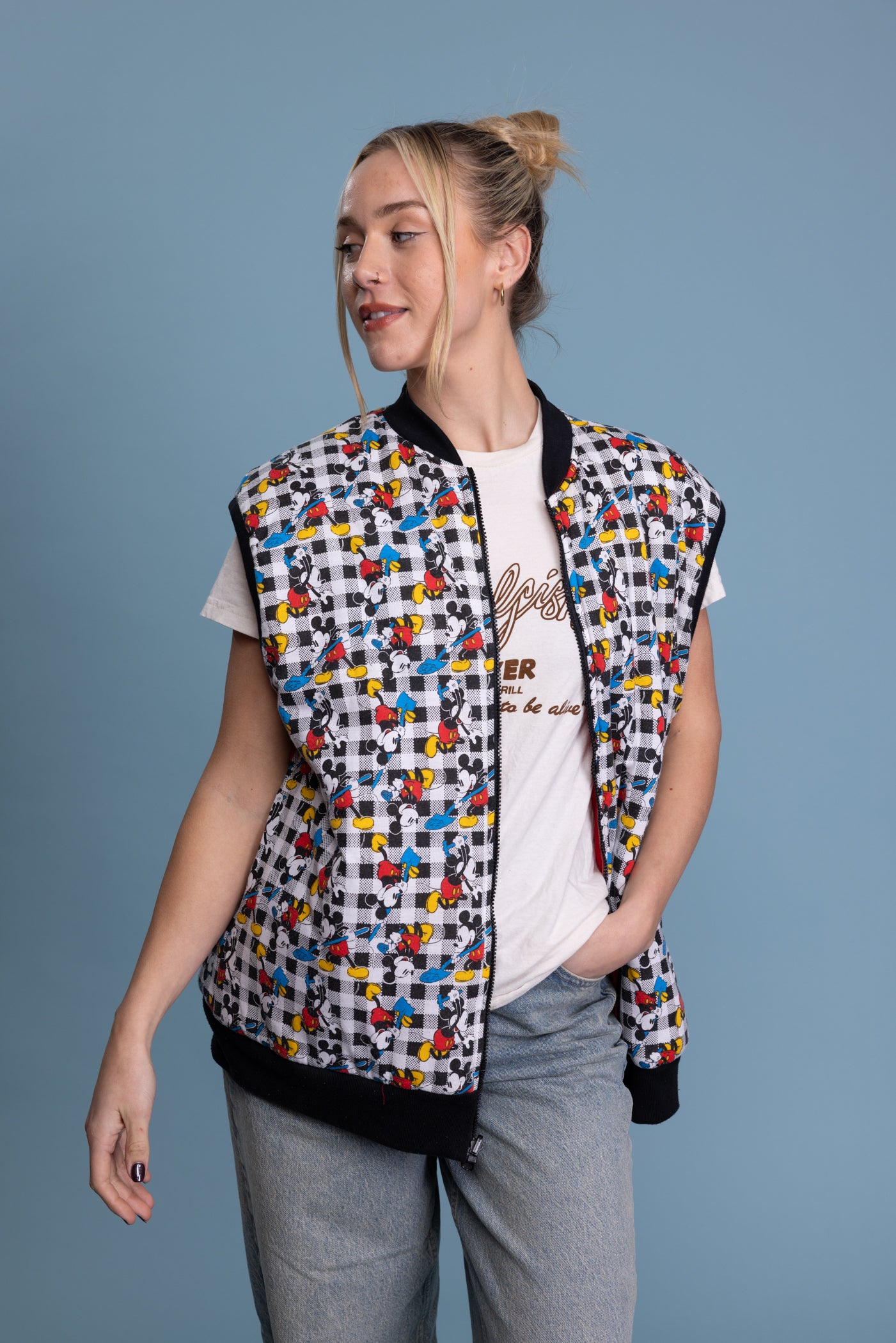 80's Mickey Mouse Workwear Reversible  Gilet L