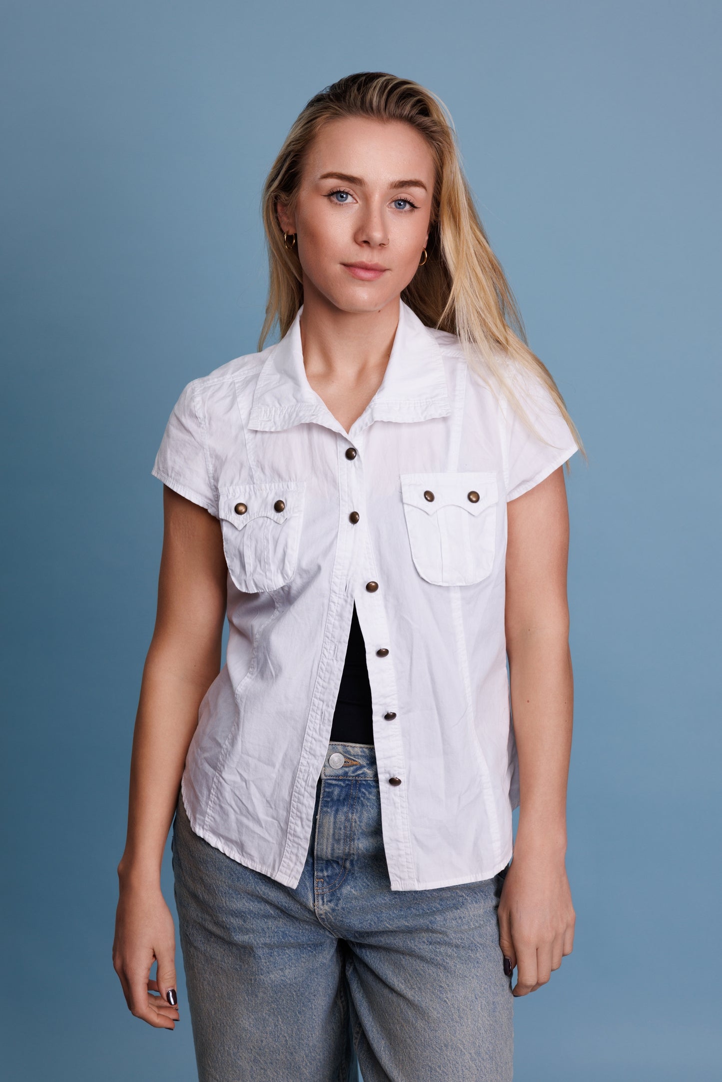 00's Biba Textured Button Up Shirt M