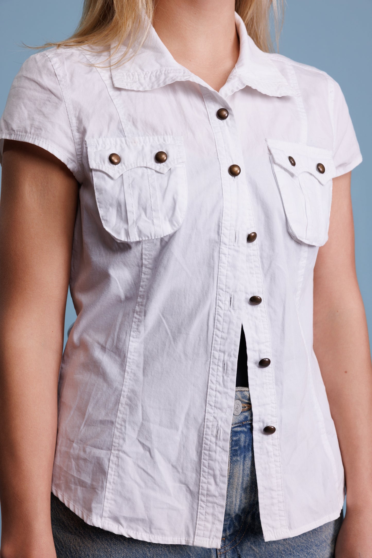 00's Biba Textured Button Up Shirt M