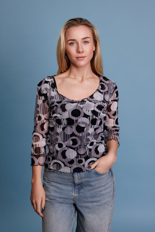 90's Sheer Patterened Top S/M