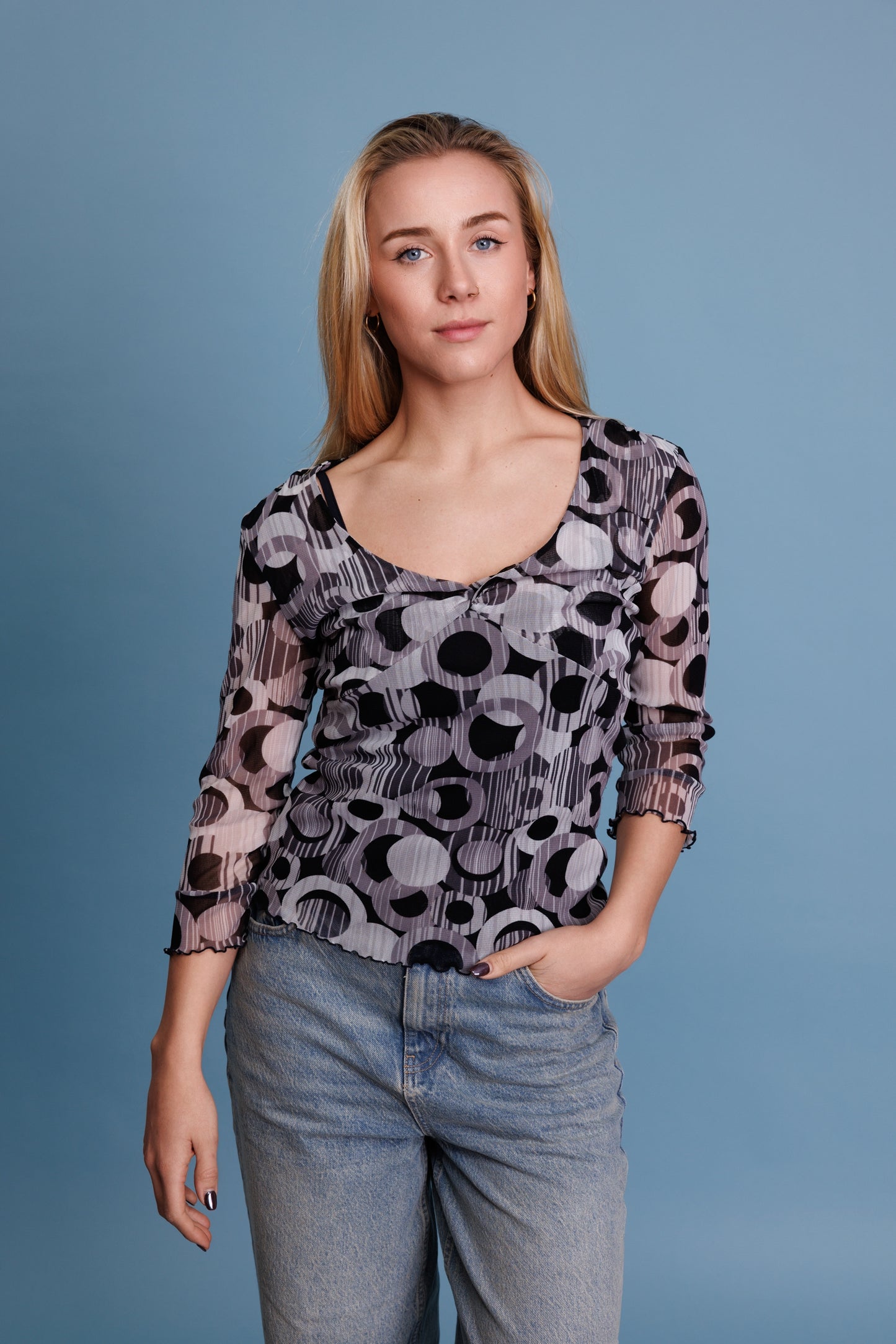 90's Sheer Patterened Top S/M