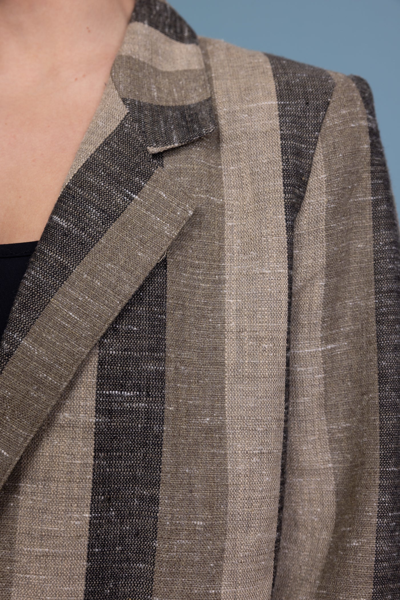 80's Striped Linen Blend Blazer M