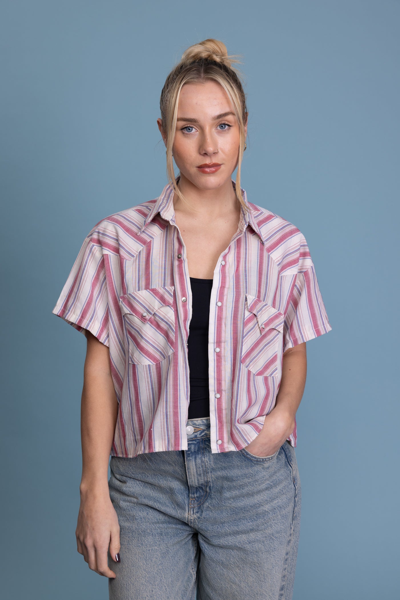 70's Reworked Striped Wrangler Shirt S/M