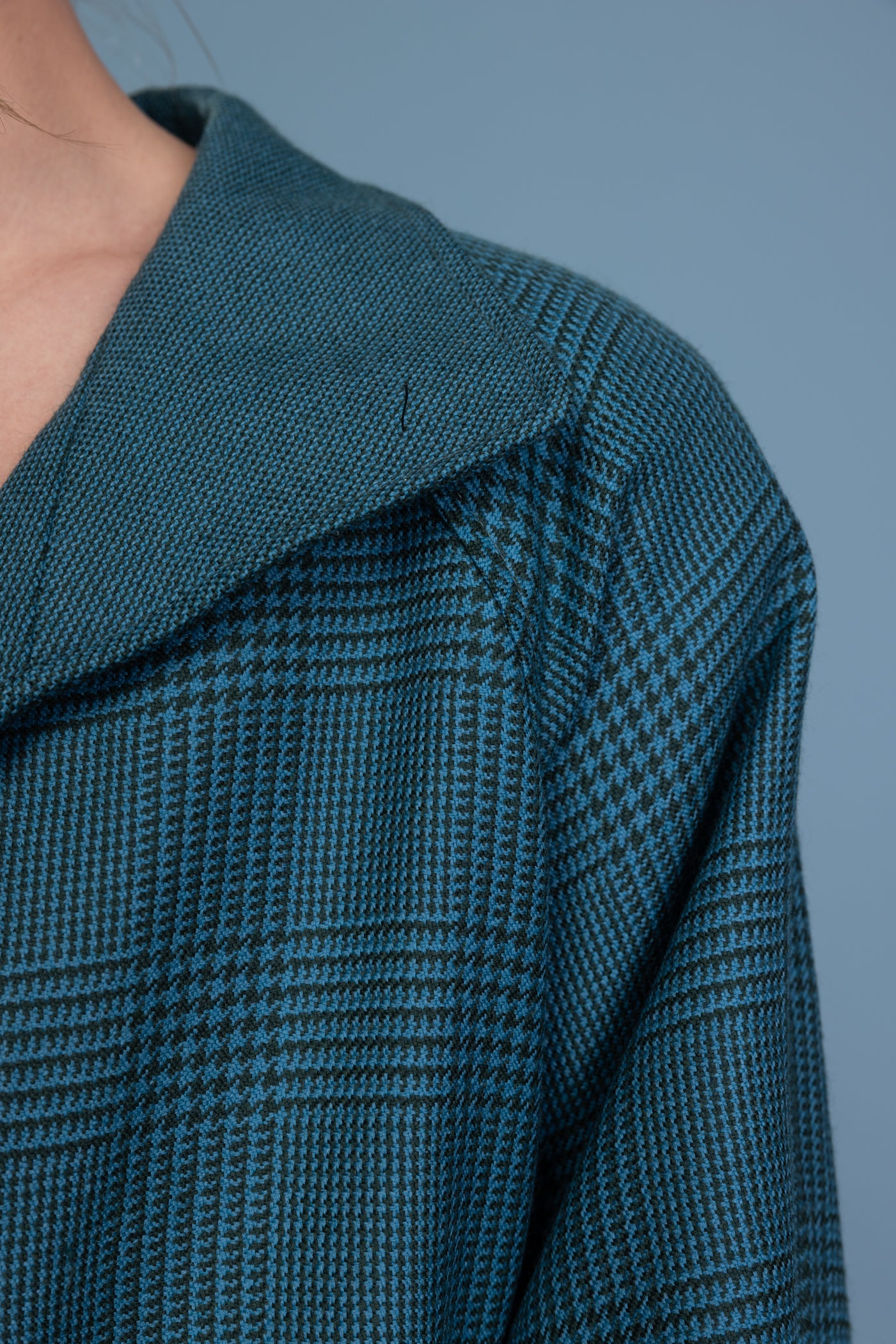 80's Teal Houndstooth Boxy Jacket M