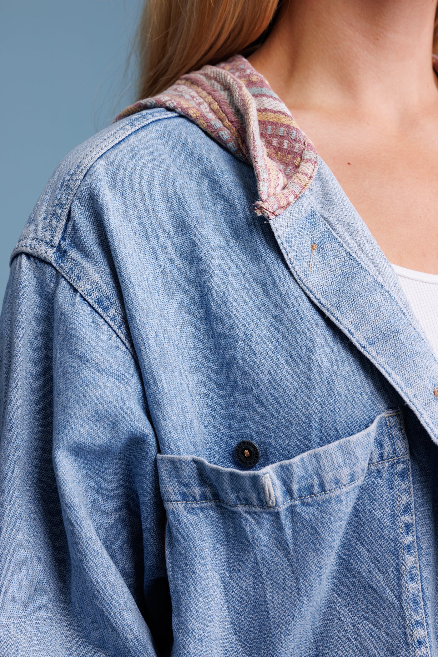 90’s Hooded Light Denim Shirt M/L