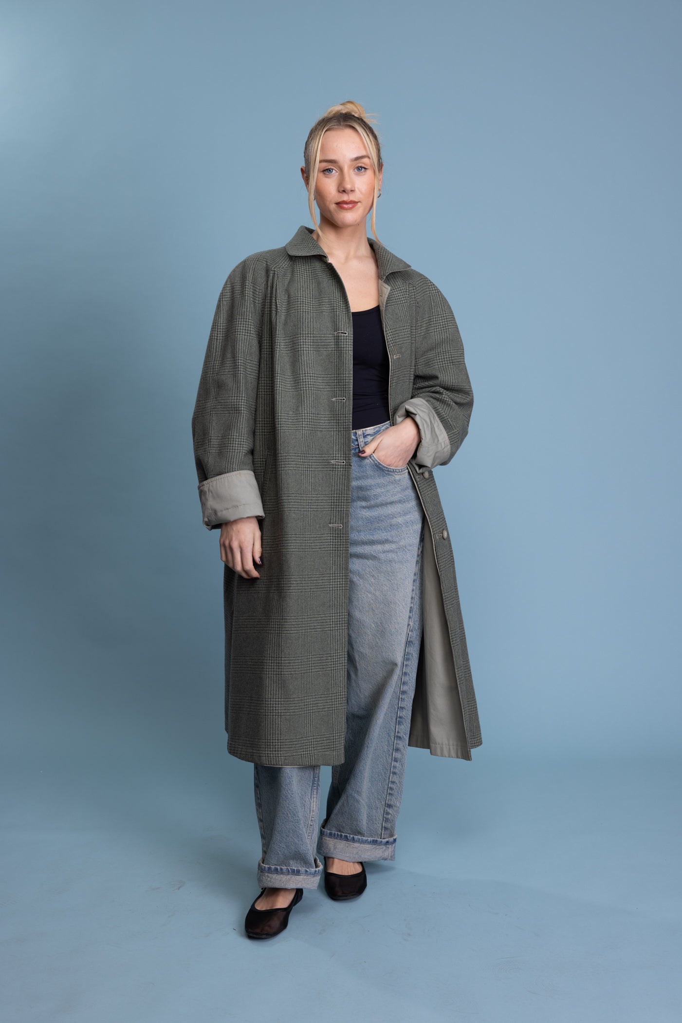 80's Reversible Houndstooth Mac Jacket L