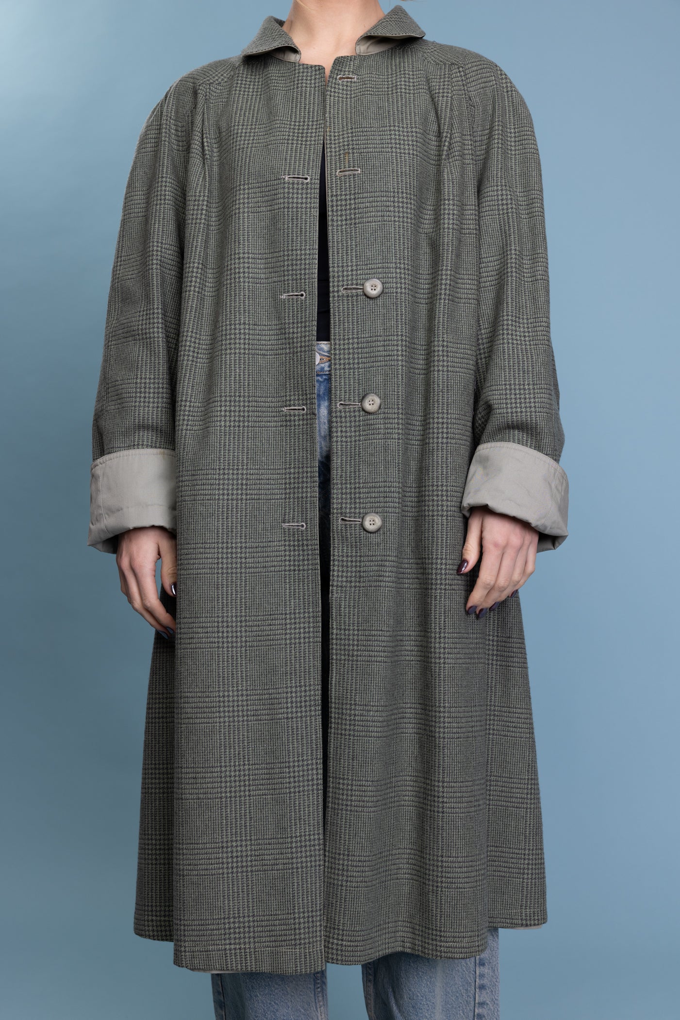 80's Reversible Houndstooth Mac Jacket L