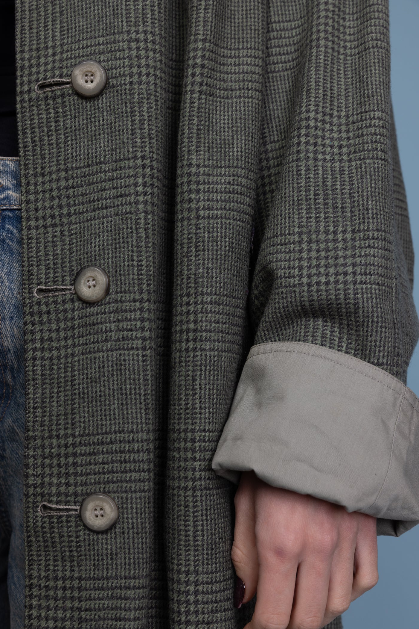 80's Reversible Houndstooth Mac Jacket L