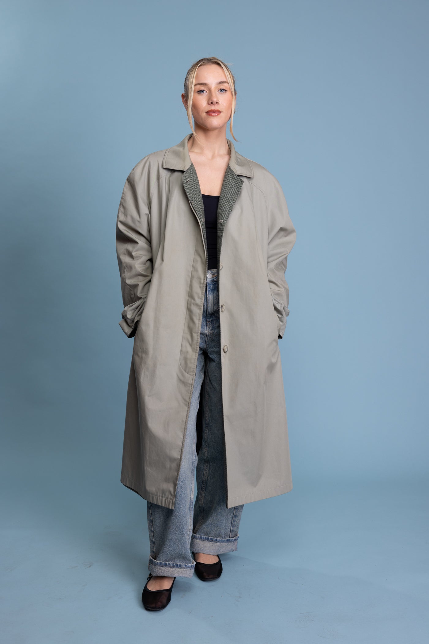 80's Reversible Houndstooth Mac Jacket L