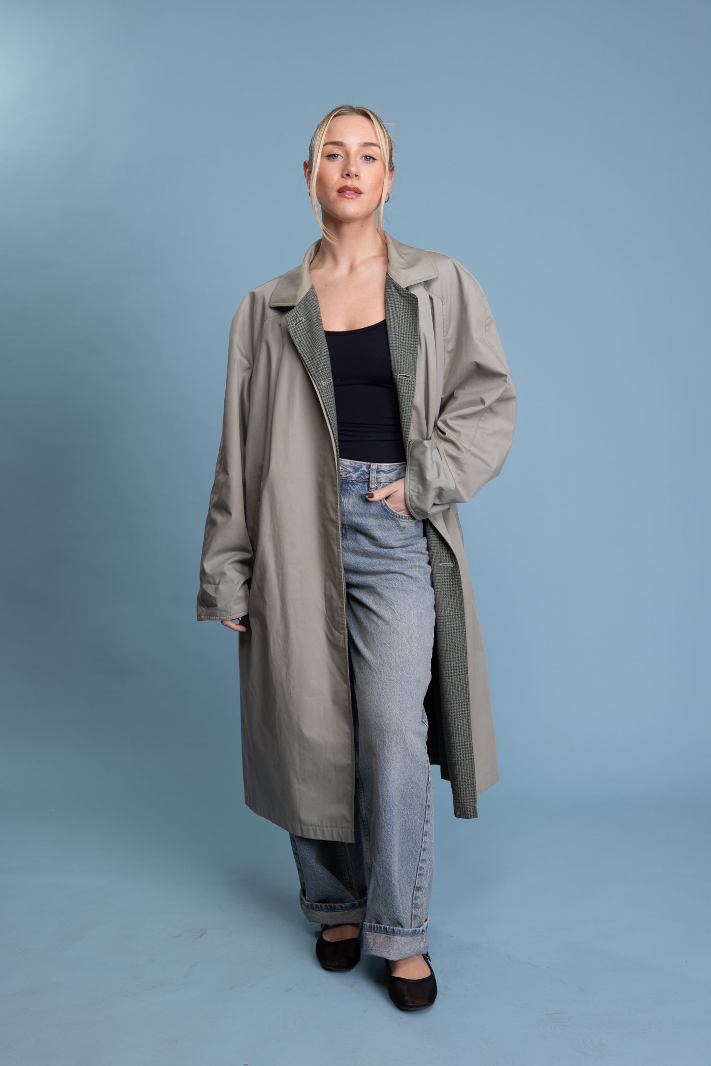 80's Reversible Houndstooth Mac Jacket L