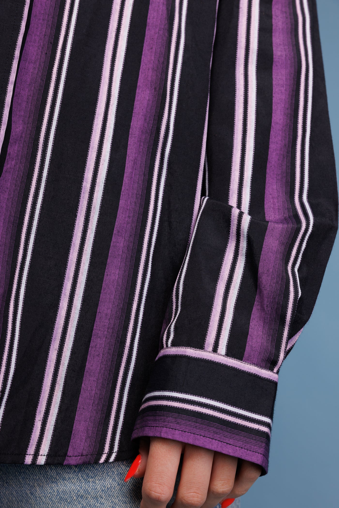 00’s Deadstock Purple Striped Shirt S/M