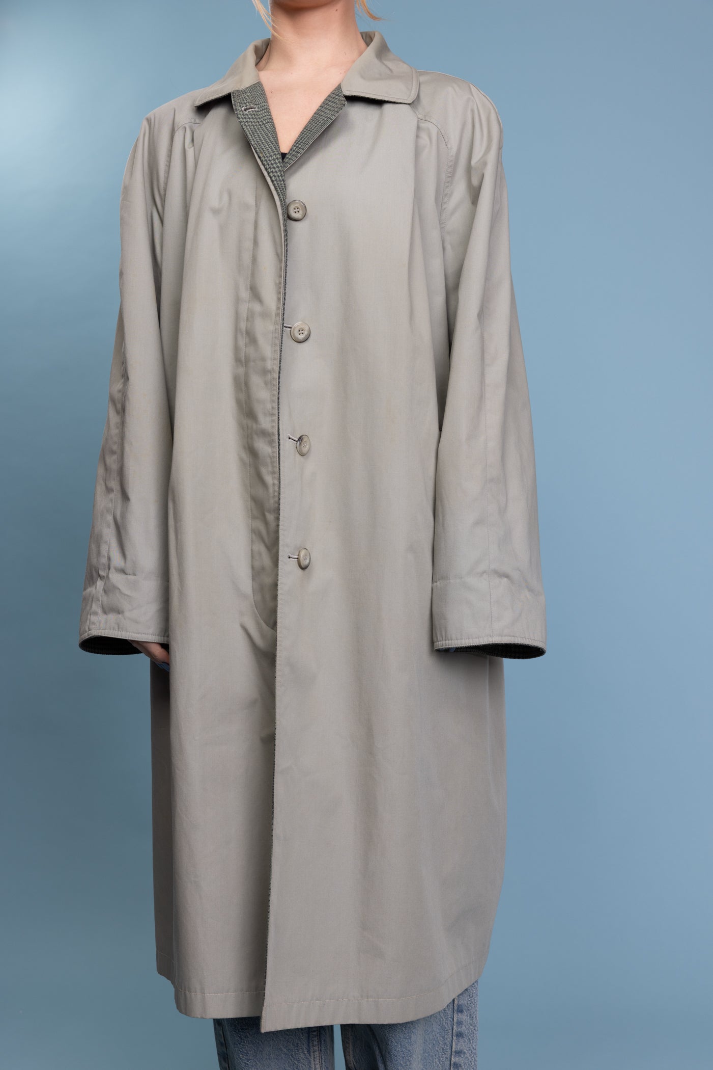 80's Reversible Houndstooth Mac Jacket L