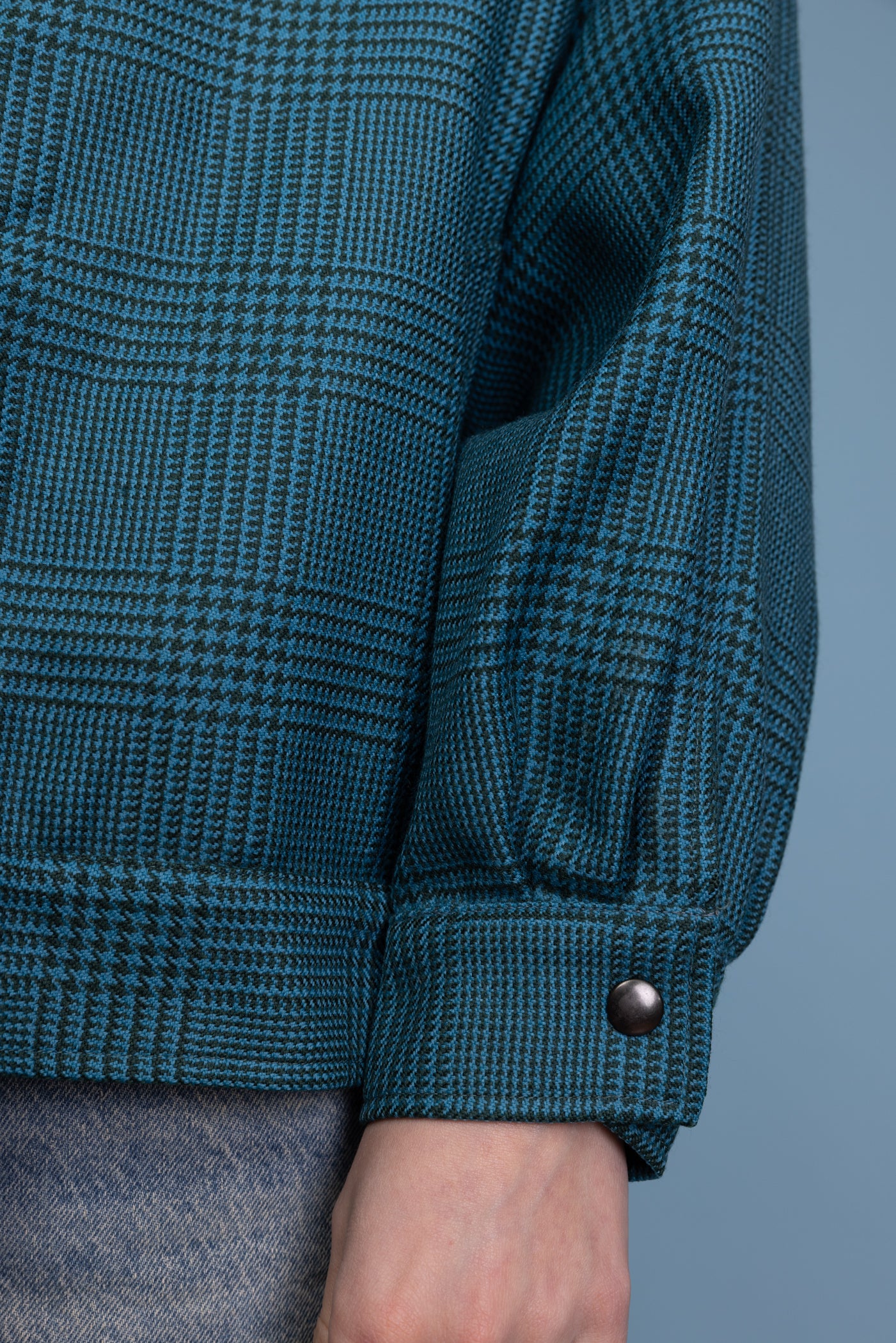 80's Teal Houndstooth Boxy Jacket M