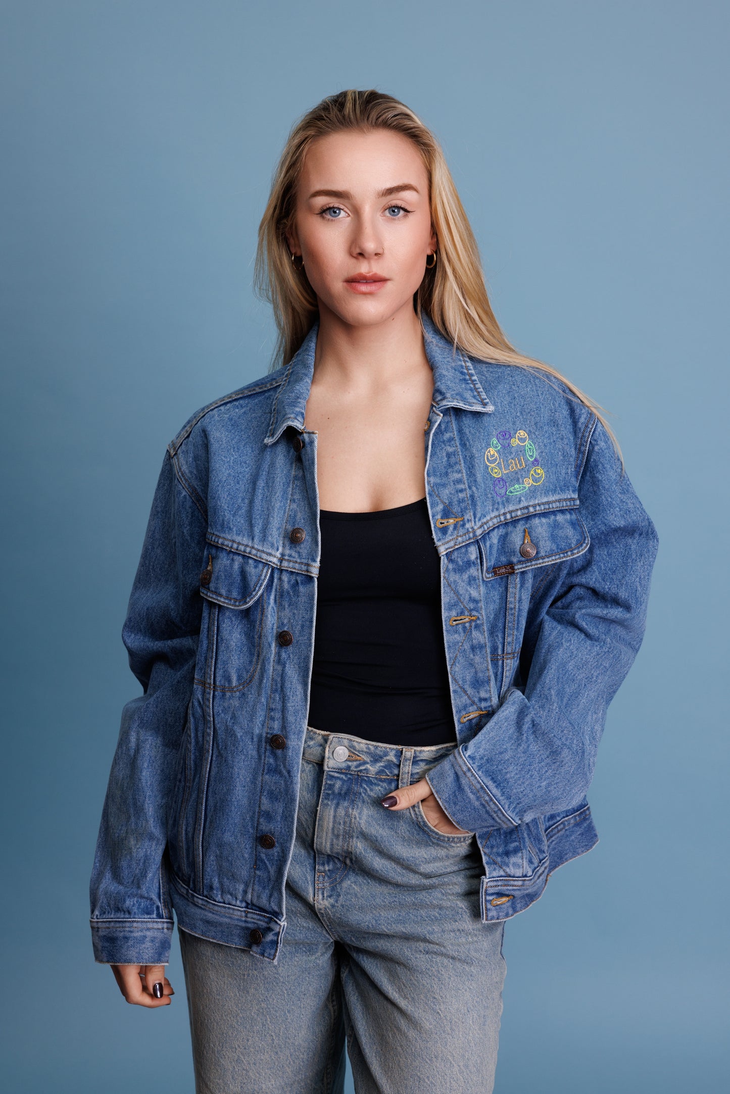 90's Lee Embroidered Denim Jacket L
