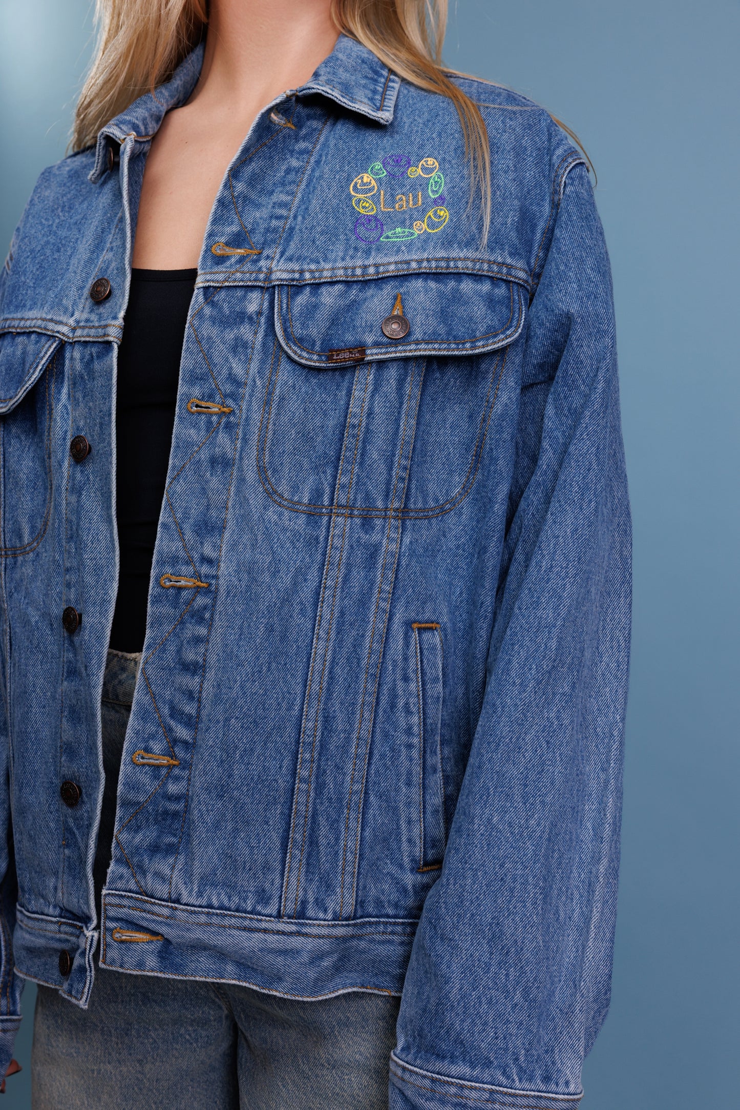 90's Lee Embroidered Denim Jacket L