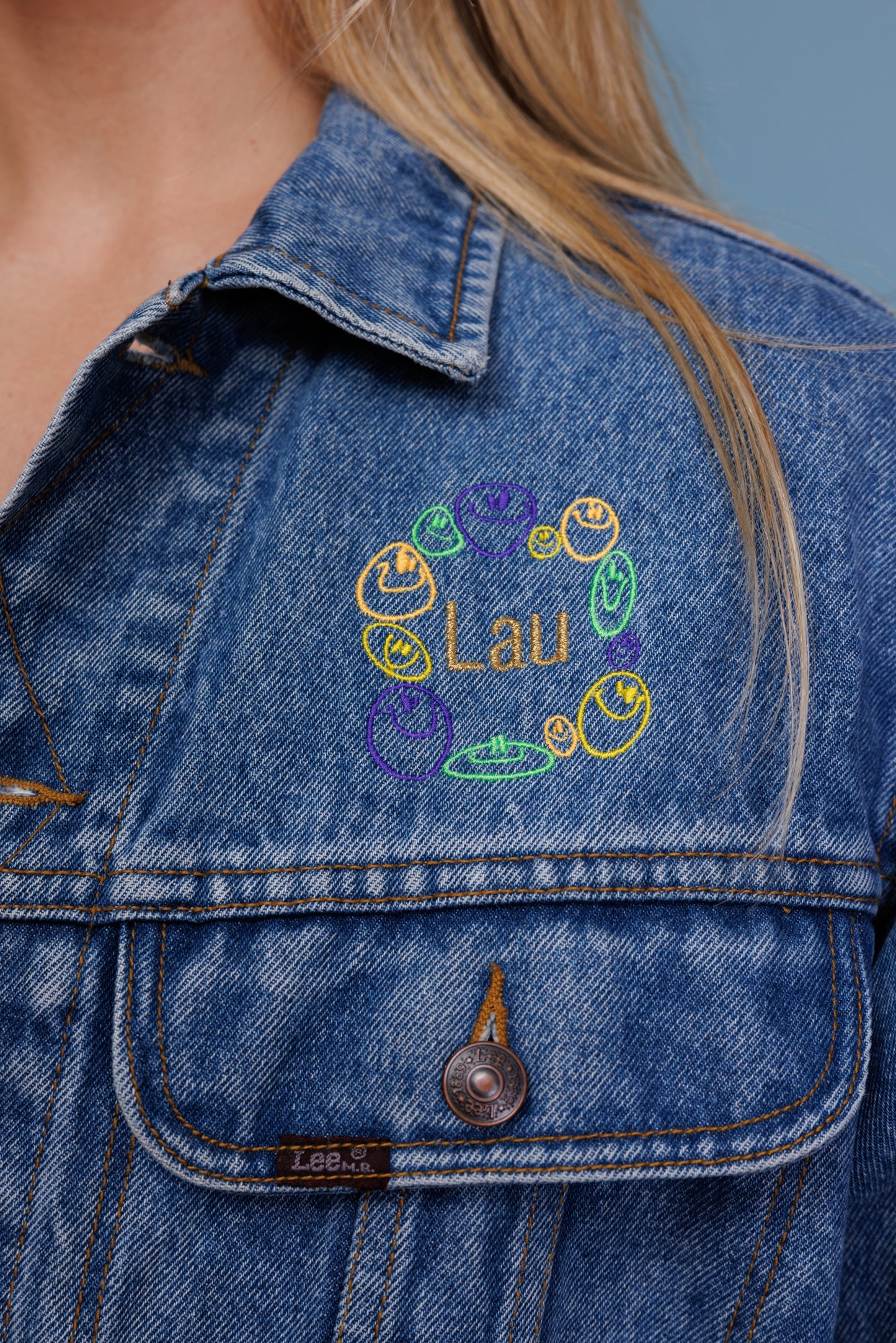 90's Lee Embroidered Denim Jacket L