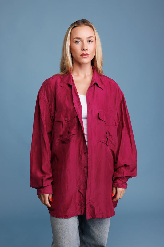 80’s Magenta Silk Shirt L/XL