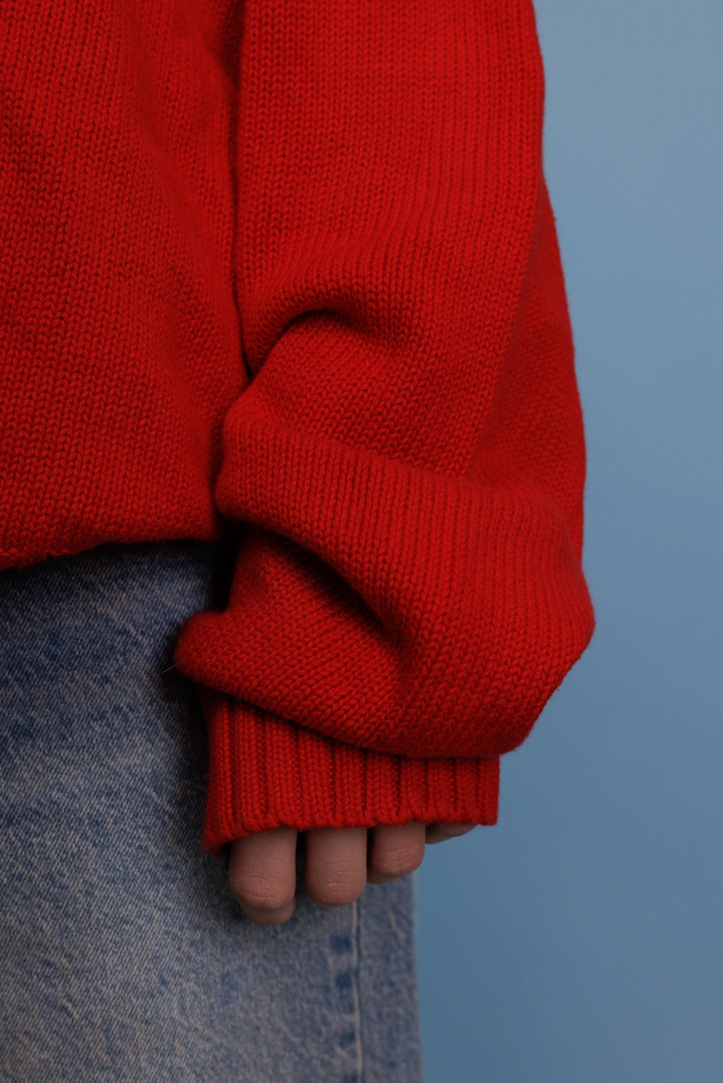 90's Super Red Cotton Tommy Hilfiger Knit Jumper L/XL