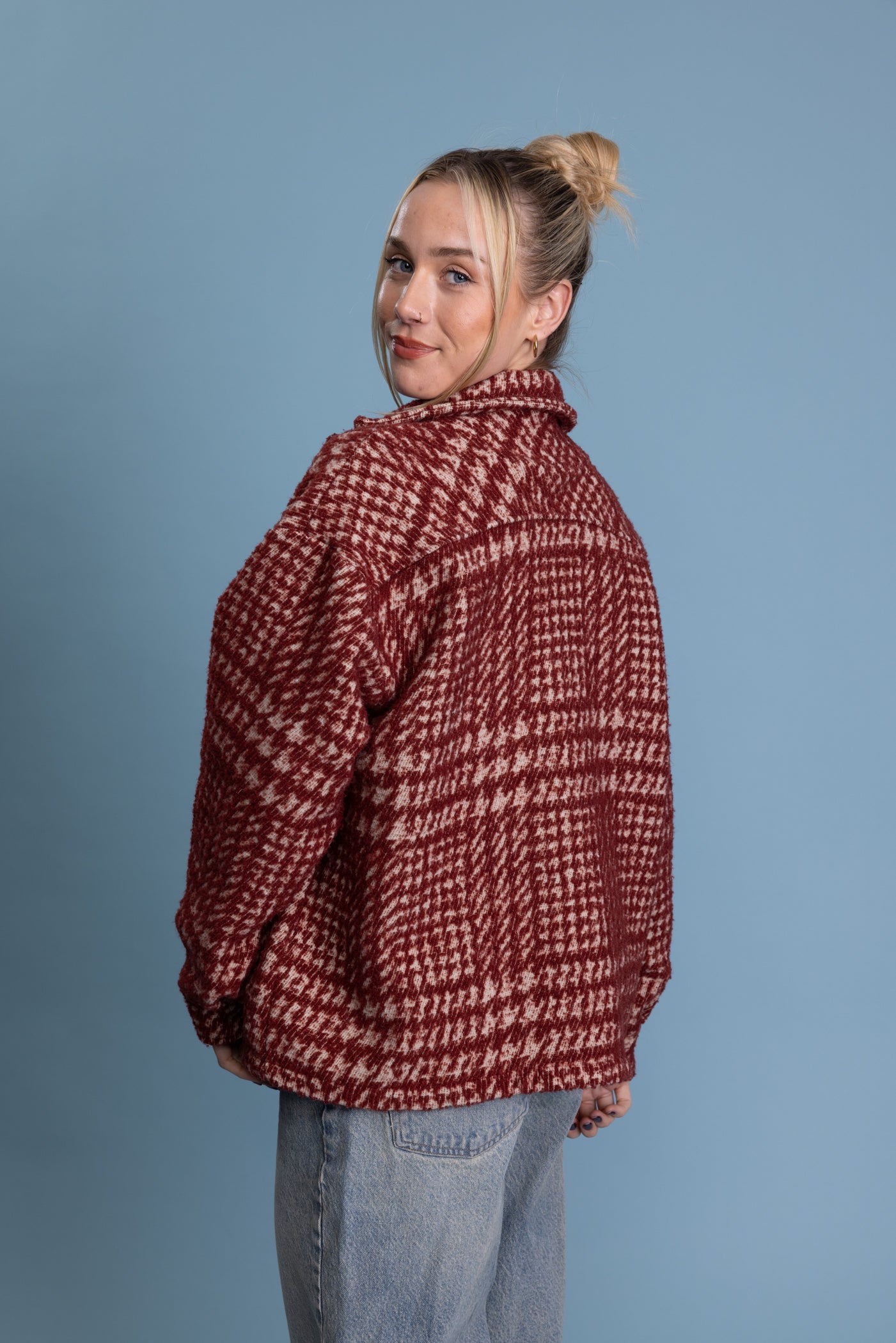 90's Boxy Houndstooth Shacket M