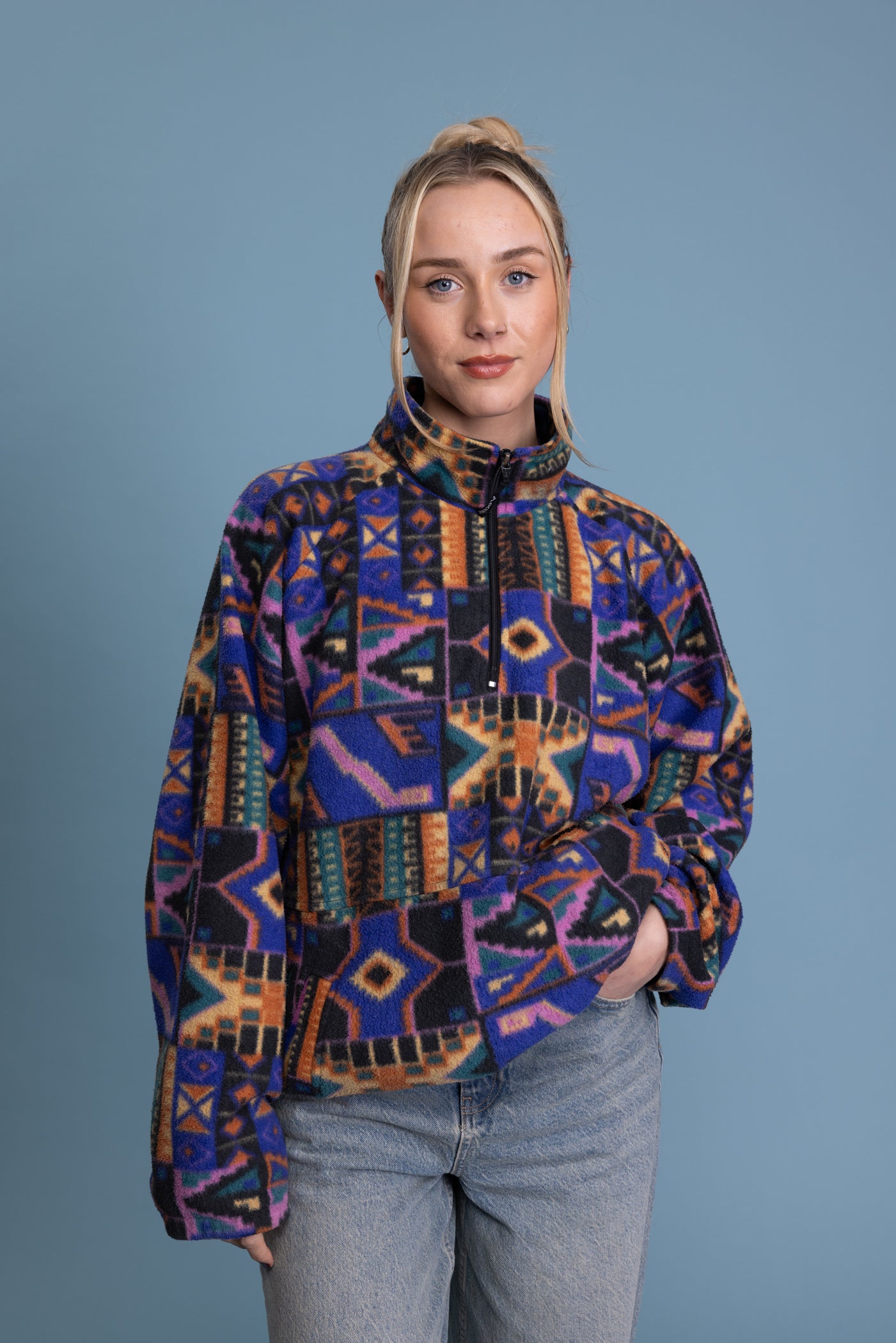 90's Purple Aztec Fleece L